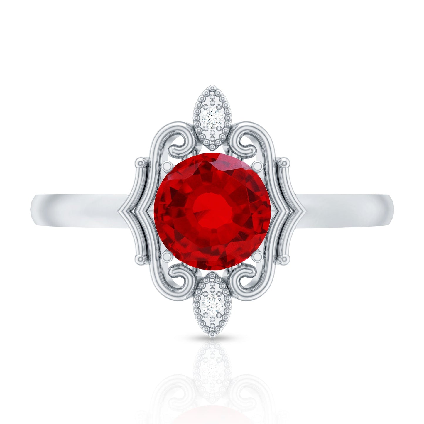 Art Deco Style Lab Created Ruby Solitaire Engagement Ring