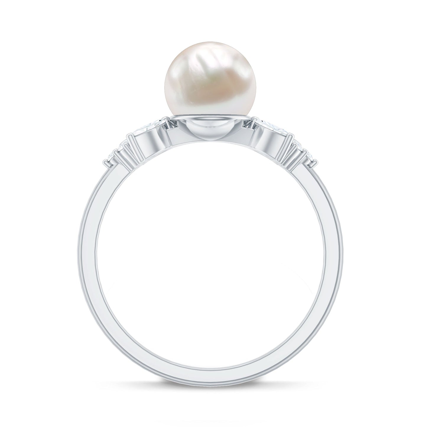 Nature Inspired 7.48 Carat Freshwater Pearl Engagement Ring with Diamond