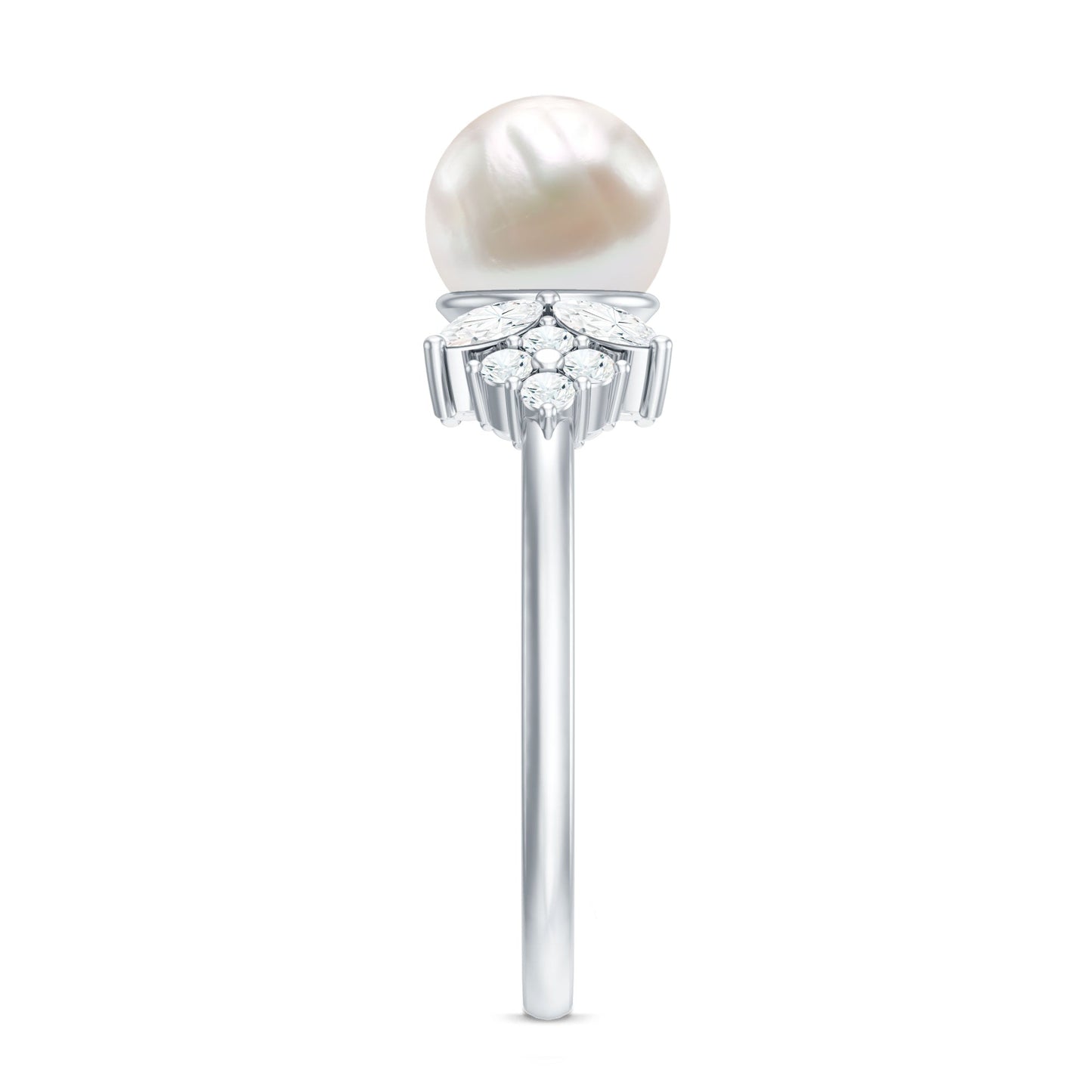Nature Inspired 7.48 Carat Freshwater Pearl Engagement Ring with Diamond
