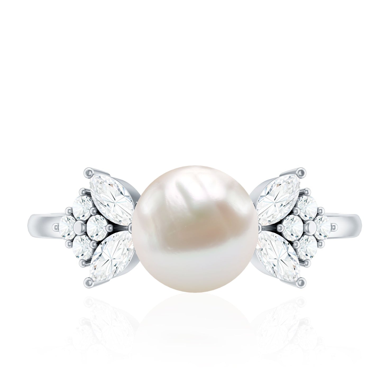 Nature Inspired 7.48 Carat Freshwater Pearl Engagement Ring with Diamond