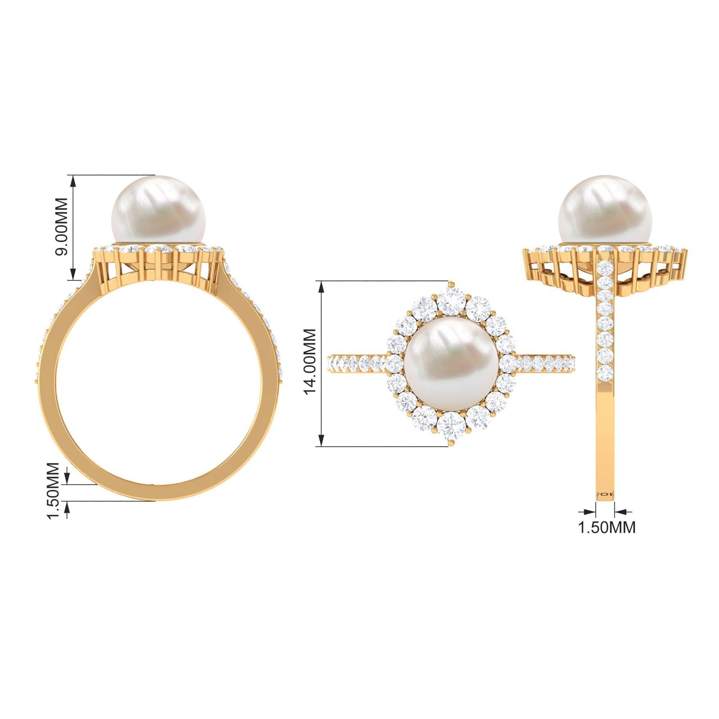 Cultured 7.48 Carat Freshwater Pearl Engagement Ring with Diamond Halo