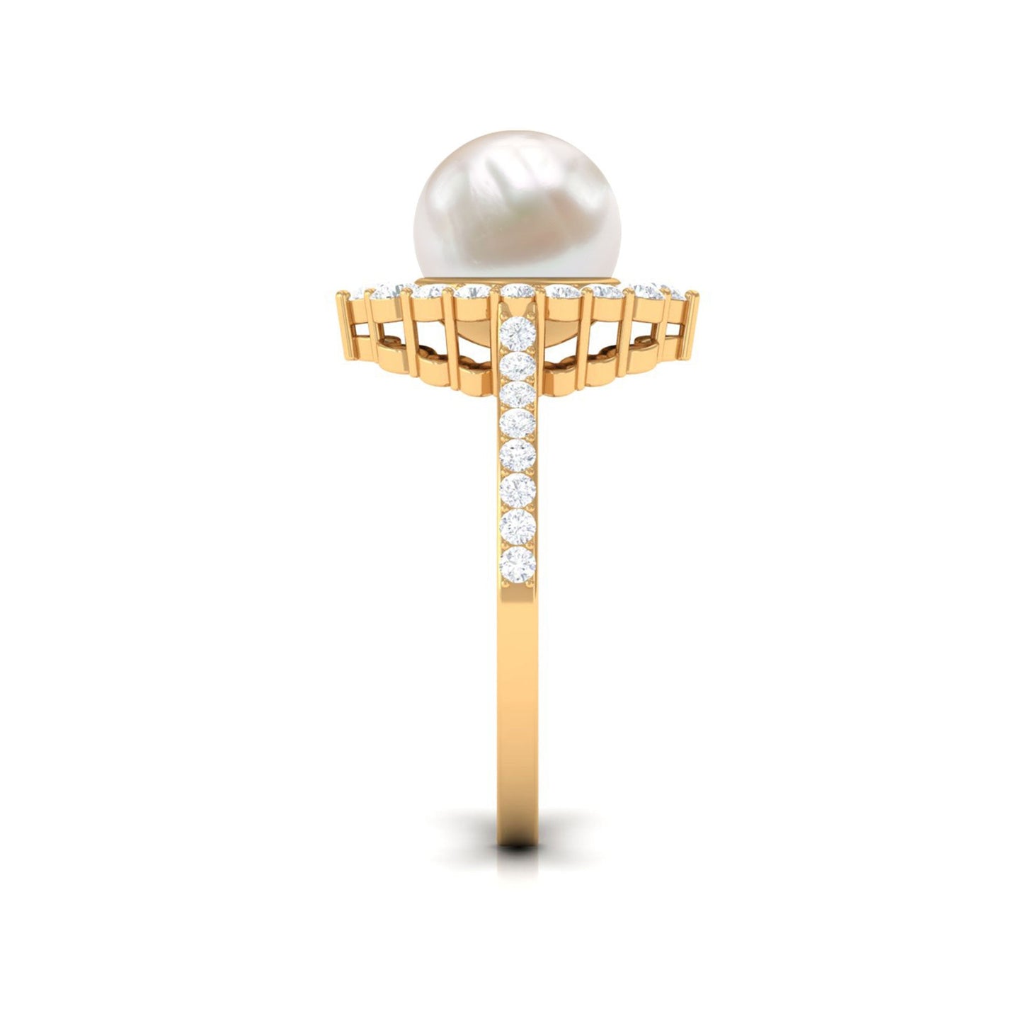 Cultured 7.48 Carat Freshwater Pearl Engagement Ring with Diamond Halo