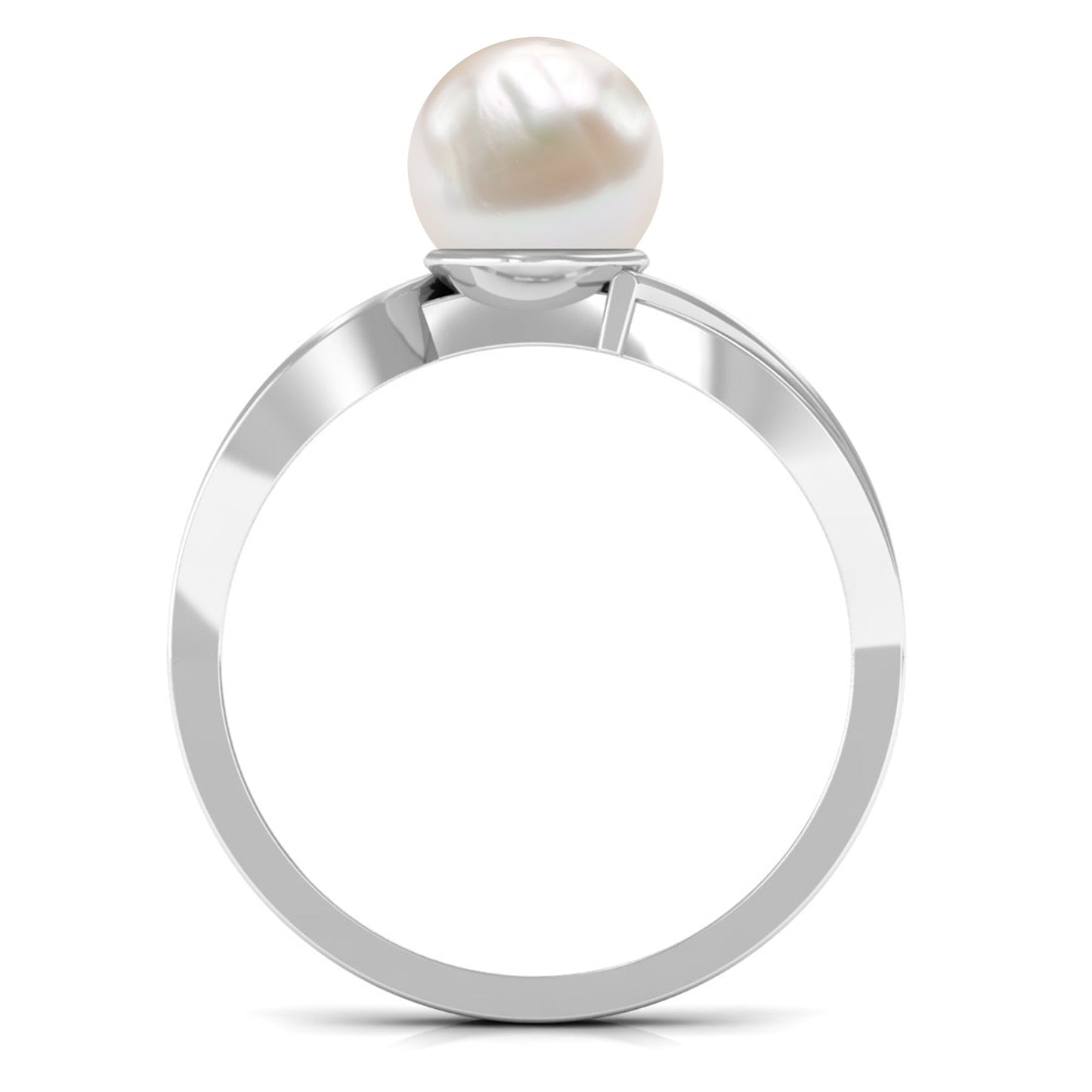 Solitaire Freshwater Pearl and Diamond Infinity Ring