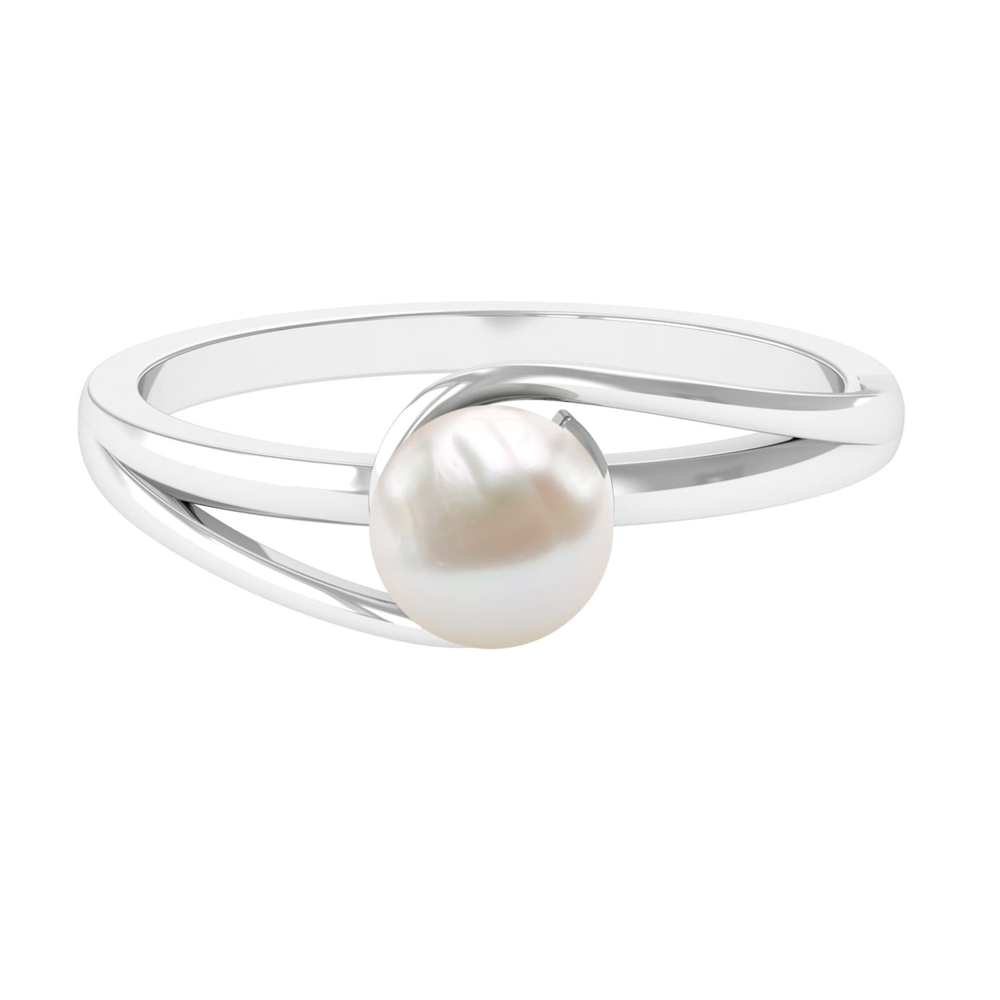 Cultured 7.4 Carat Freshwater Pearl Solitaire Engagement Ring with Bypass Shank