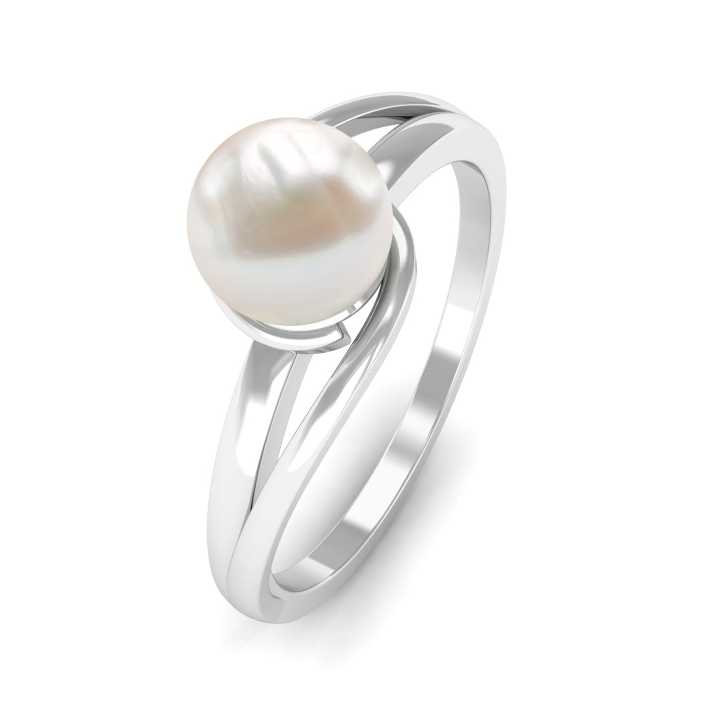 Cultured 7.4 Carat Freshwater Pearl Solitaire Engagement Ring with Bypass Shank