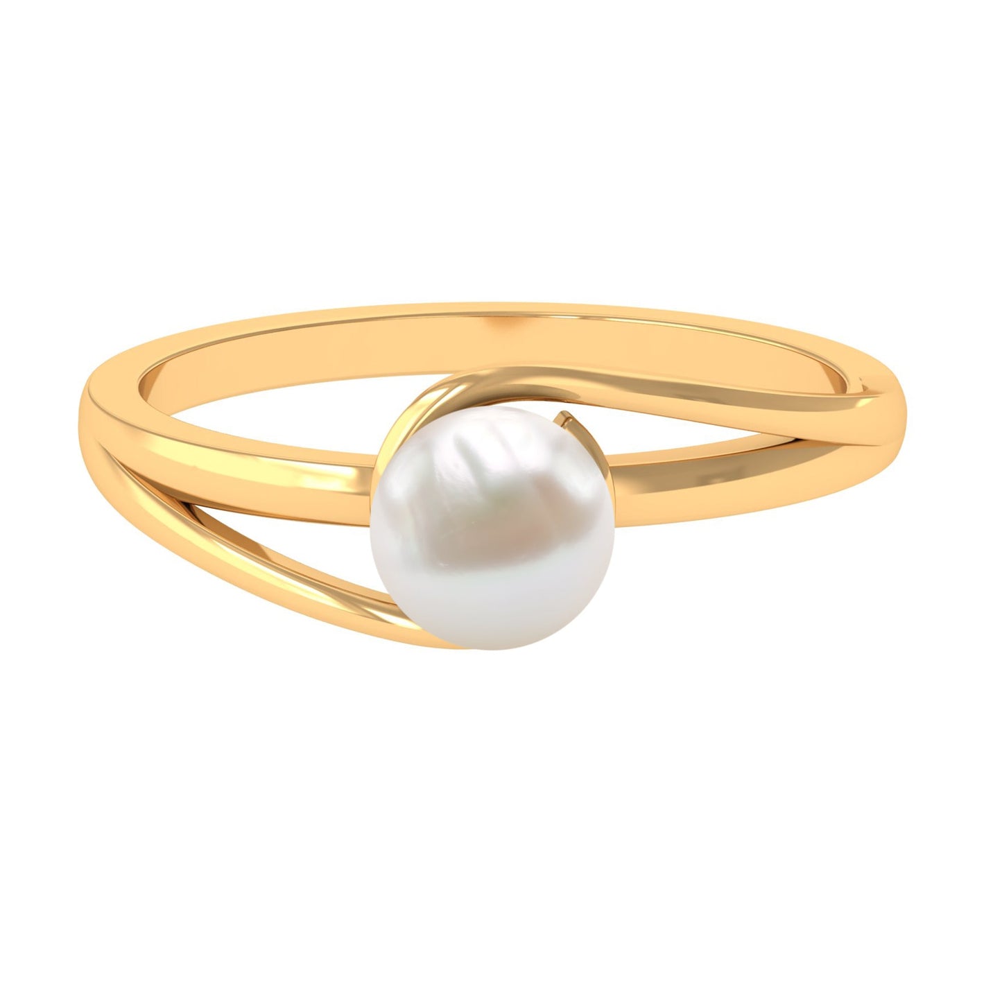 Cultured 7.4 Carat Freshwater Pearl Solitaire Engagement Ring with Bypass Shank
