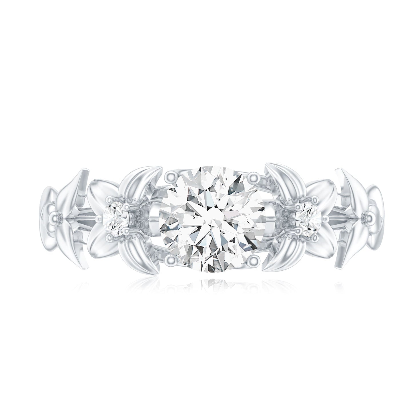 Round Cut 0.9 Carat Moissanite Floral Engagement Ring