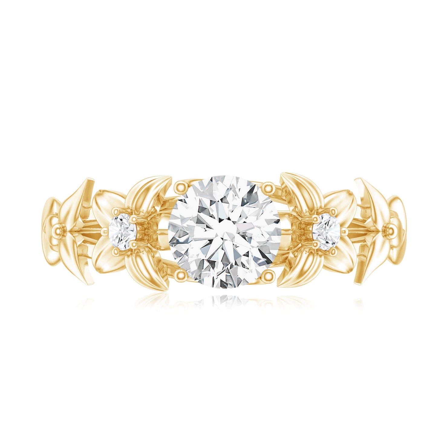Round Cut 0.9 Carat Moissanite Floral Engagement Ring