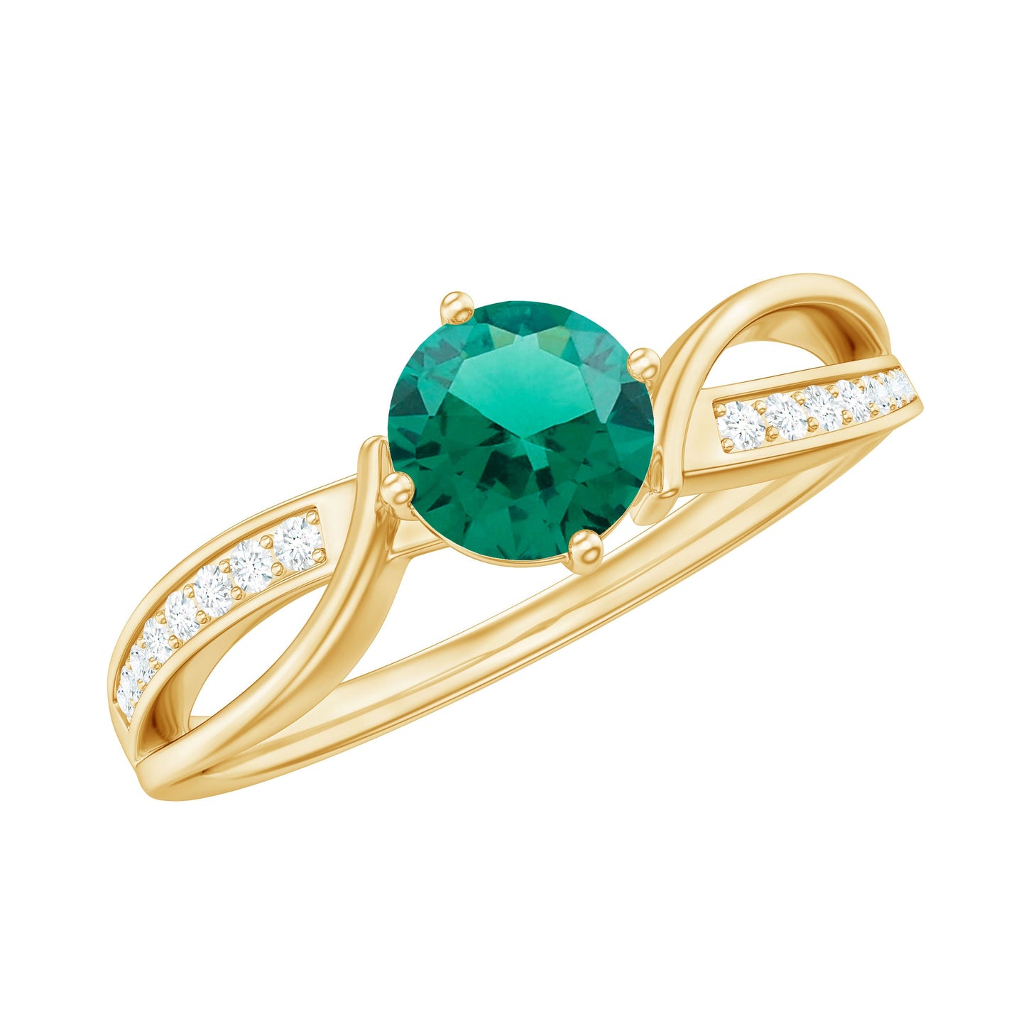 Certified Lab Grown Emerald Diamond Engagement Ring with Infinity Shank