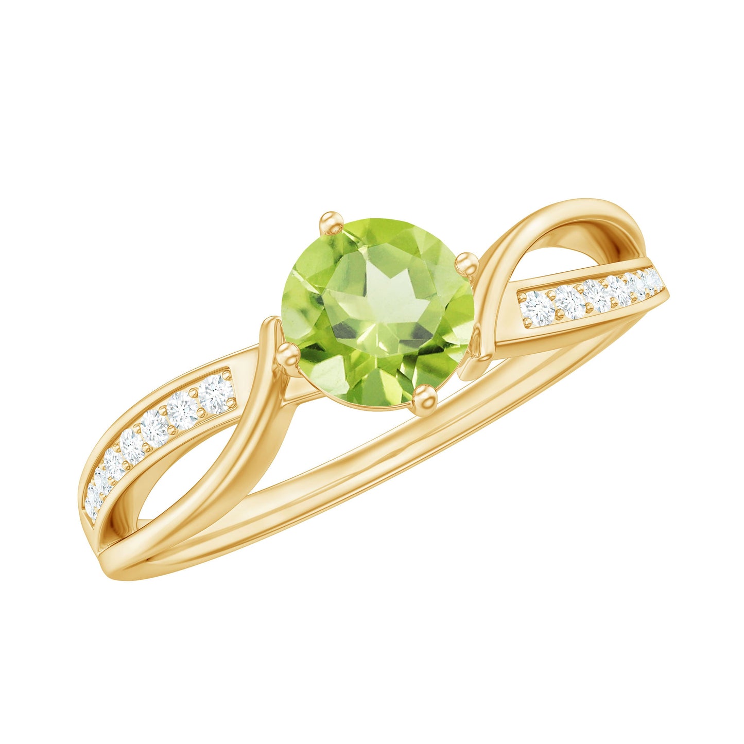 Real 0.5 Carat Peridot Infinity Promise Ring with Diamond