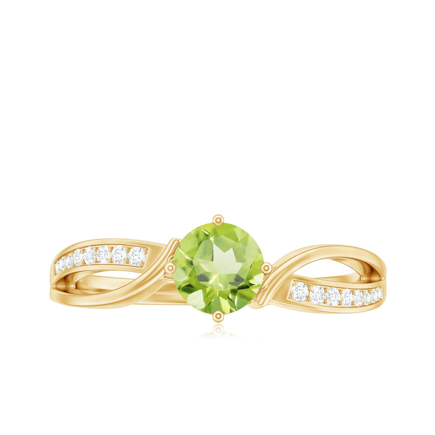 Real 0.5 Carat Peridot Infinity Promise Ring with Diamond