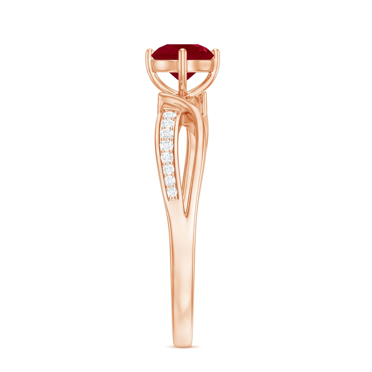 Natural 0.6 Carat Ruby Infinity Promise Ring with Diamond