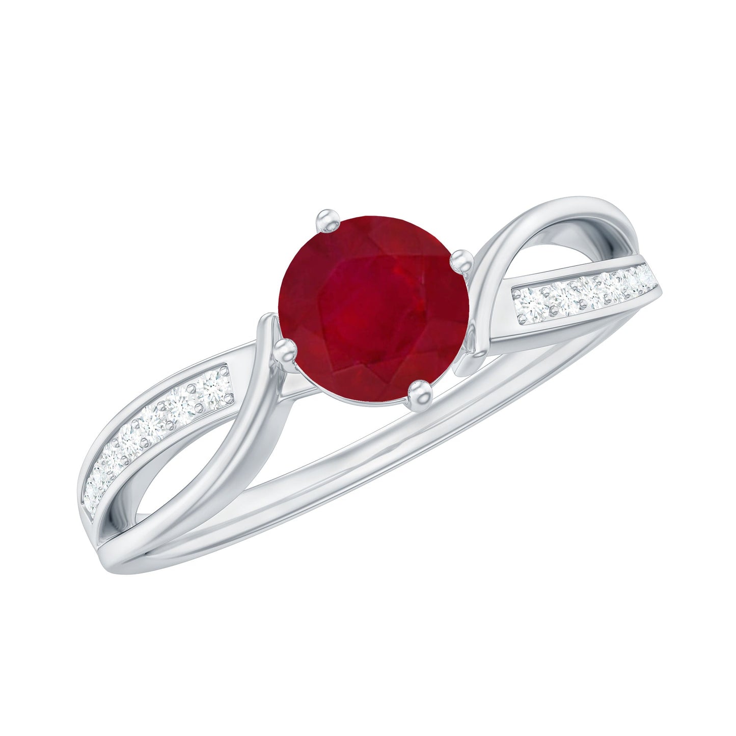 Natural 0.6 Carat Ruby Infinity Promise Ring with Diamond