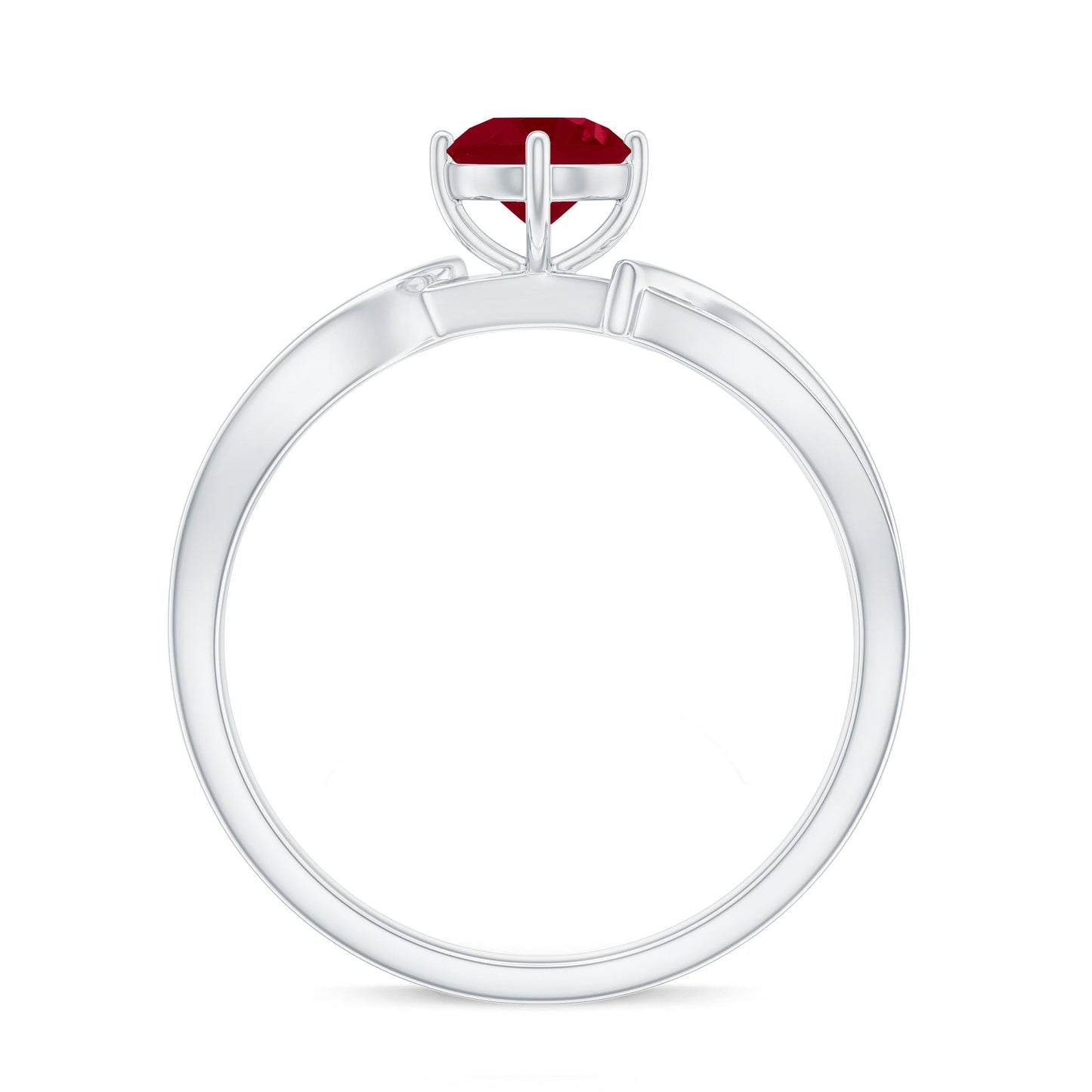 Natural 0.6 Carat Ruby Infinity Promise Ring with Diamond