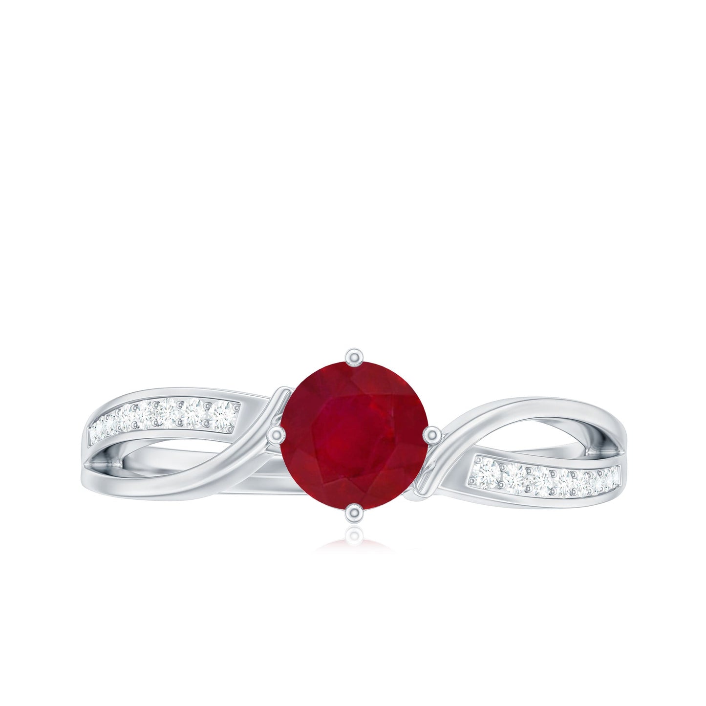 Natural 0.6 Carat Ruby Infinity Promise Ring with Diamond