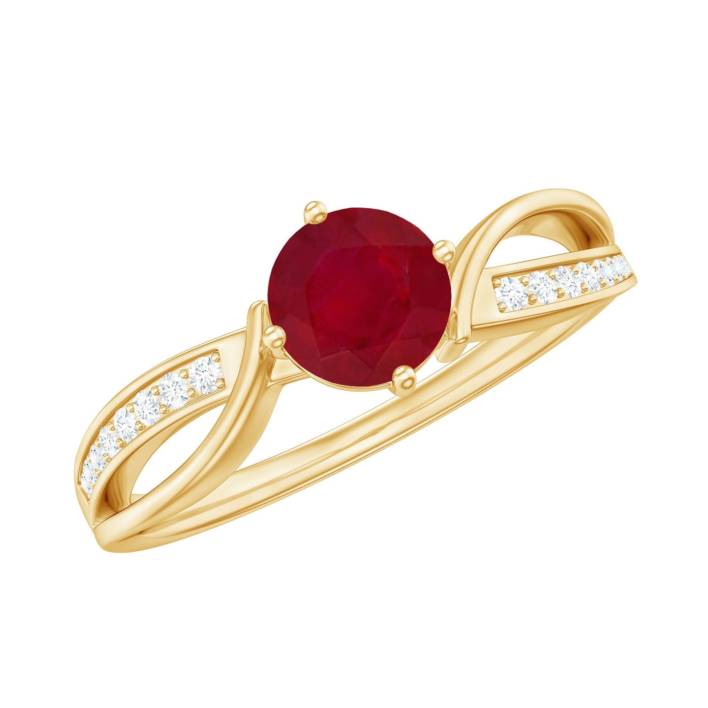 Natural 0.6 Carat Ruby Infinity Promise Ring with Diamond