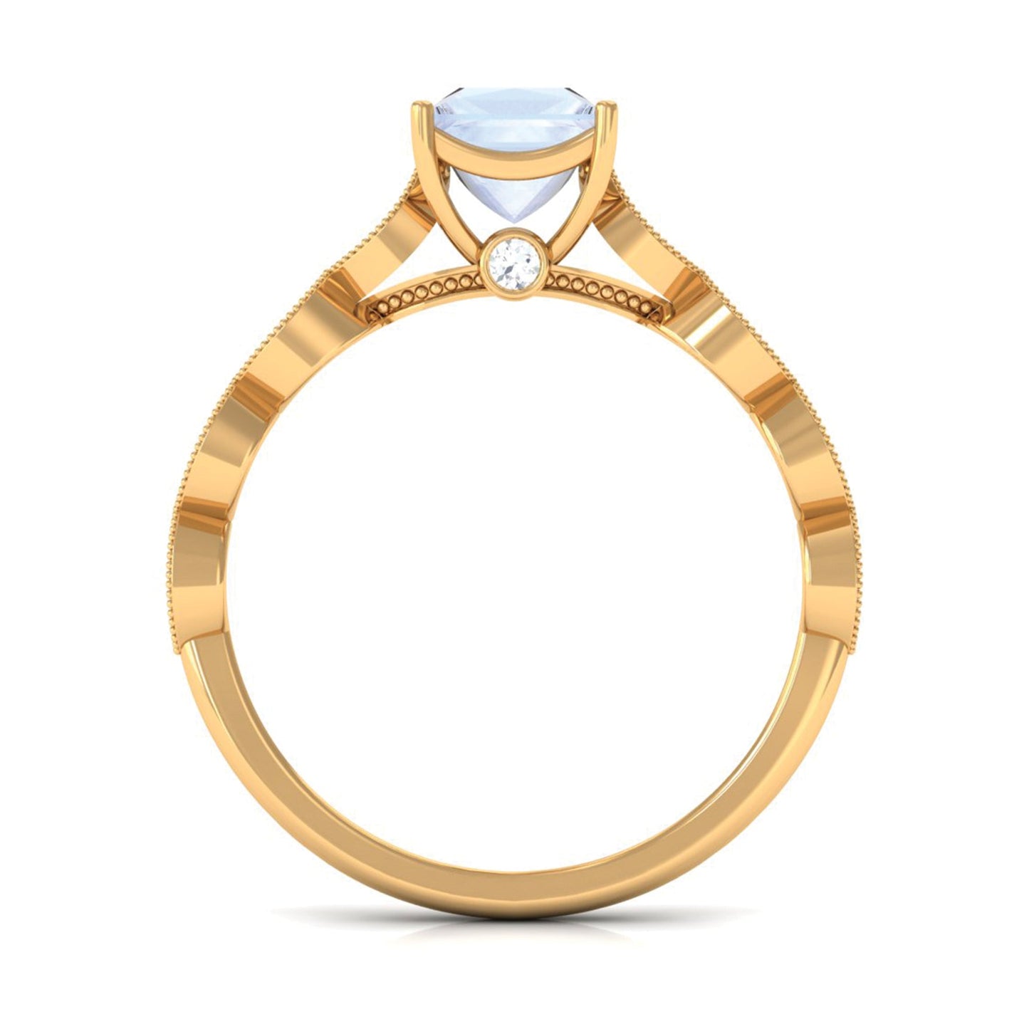 0.5 Carat Princess Cut Moonstone Solitaire Ring with Diamond Side Stones