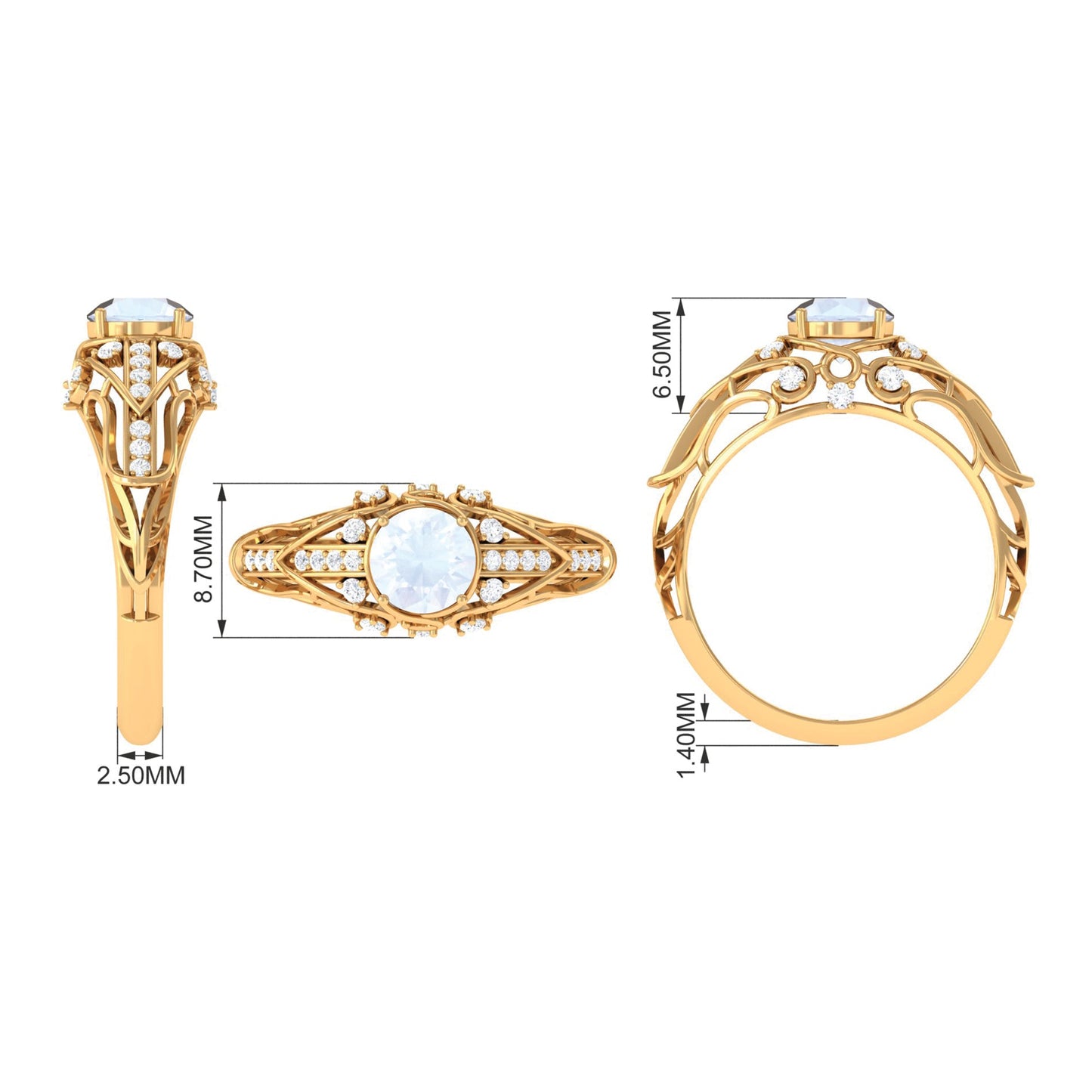 Vintage Inspired Moonstone Engagement Ring with Diamond