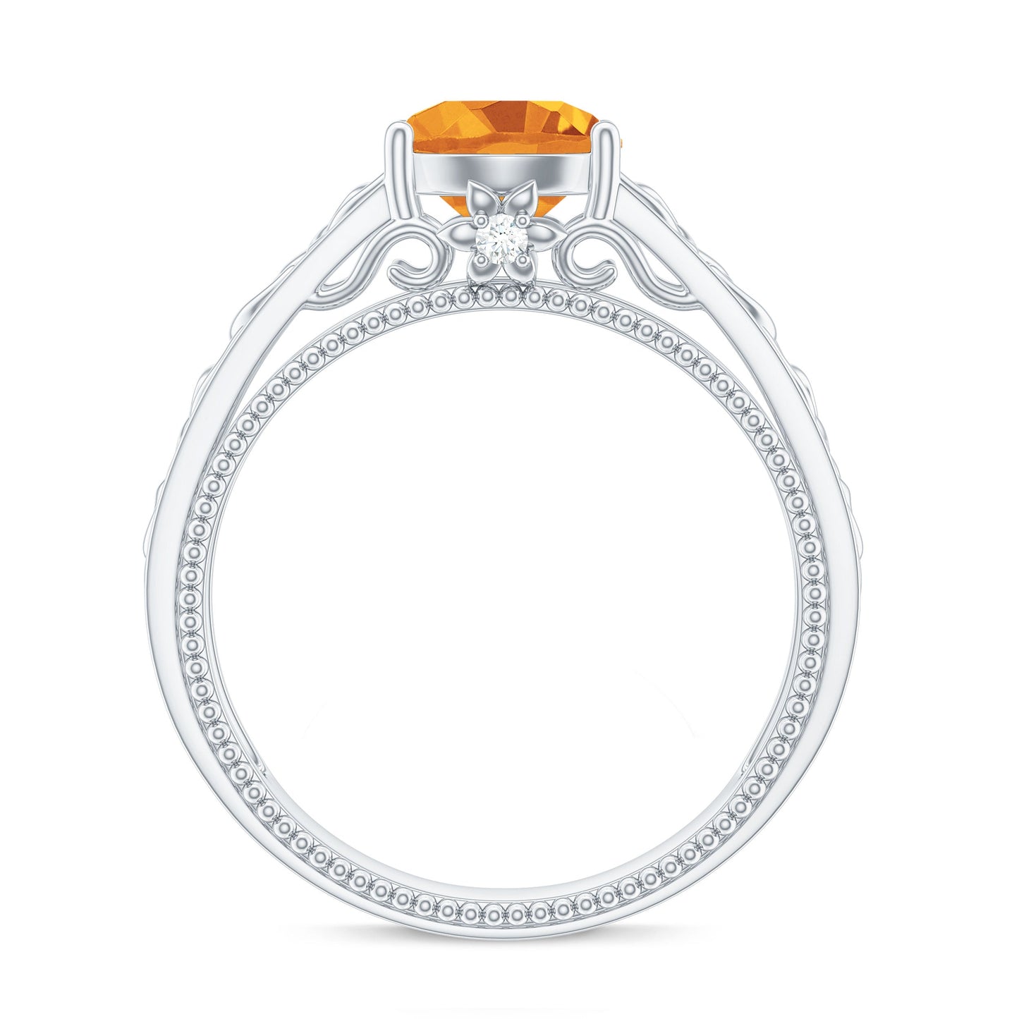 Vintage Style Citrine Diamond Engagement Ring with Celtic Knot