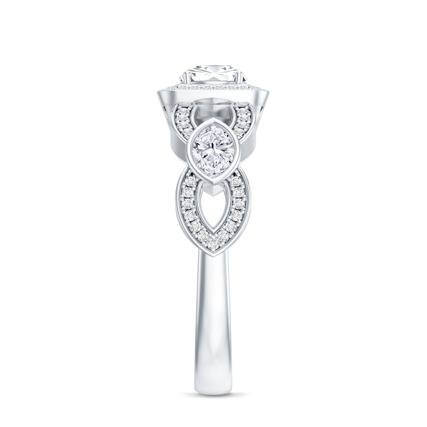 Vintage Inspired Moissanite Halo Engagement Ring with Certificate
