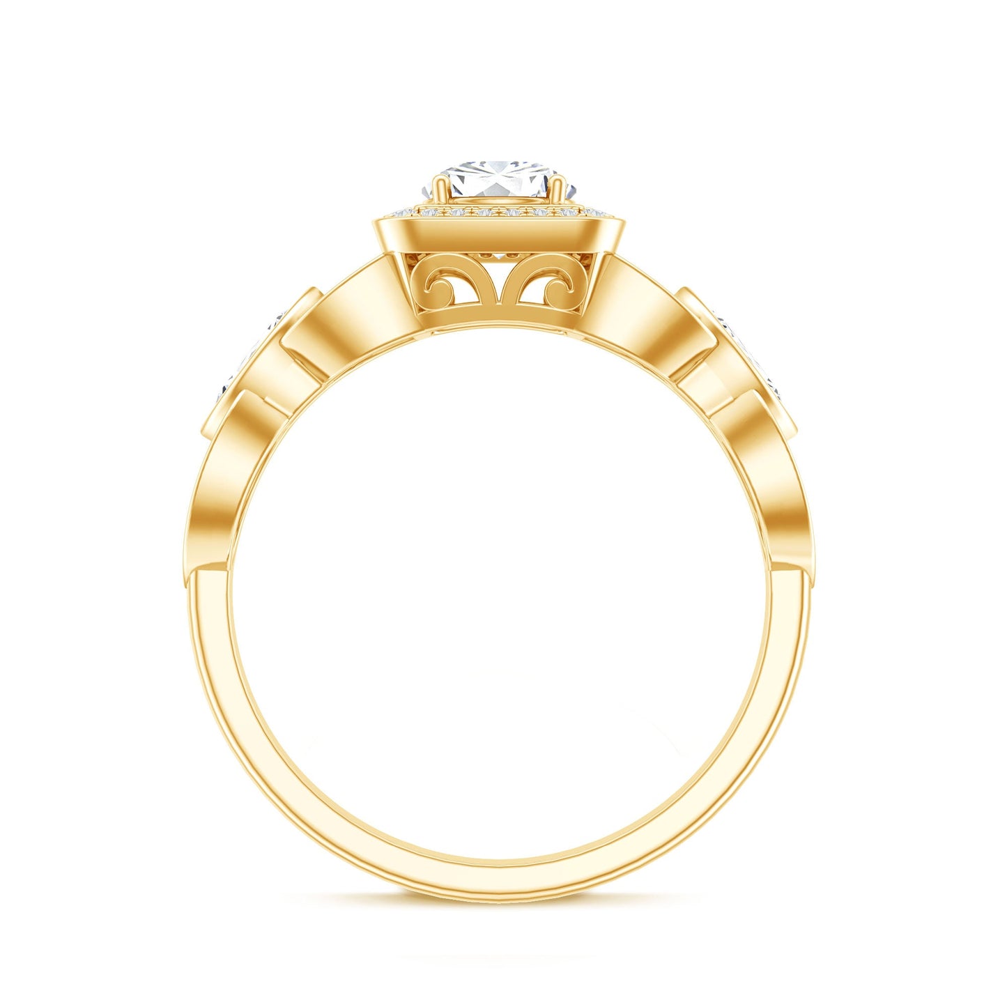 Vintage Inspired Moissanite Halo Engagement Ring with Certificate