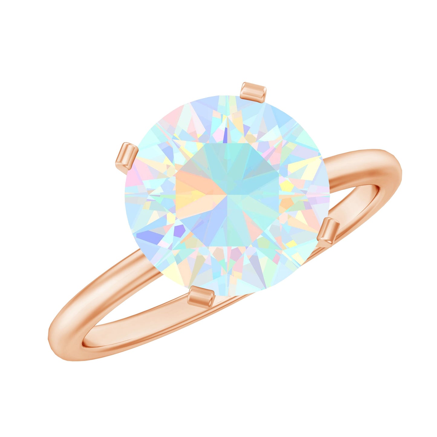 Classic 2 Carat Solitaire Ethiopian Opal October Birthstone Engagement Ring