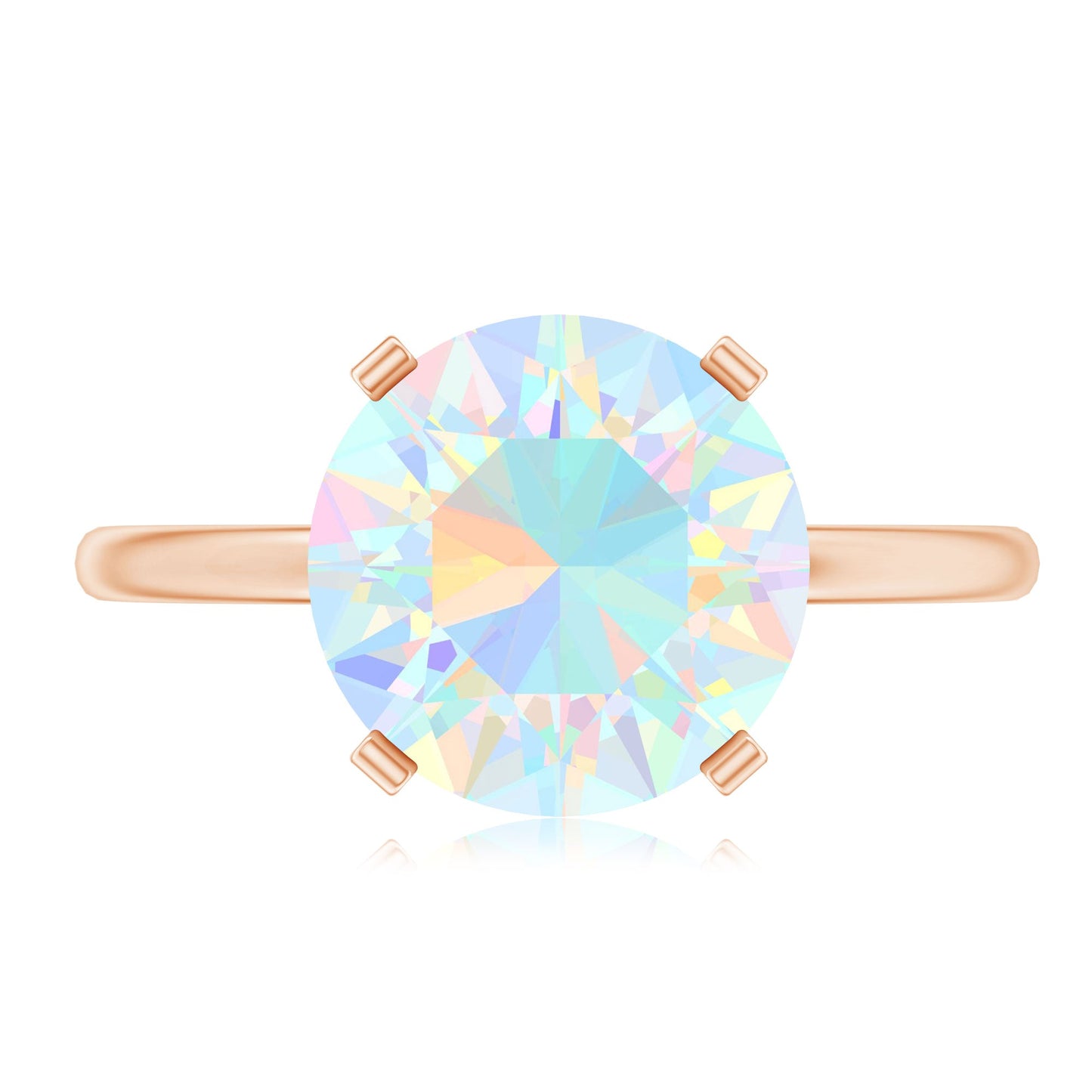 Classic 2 Carat Solitaire Ethiopian Opal October Birthstone Engagement Ring