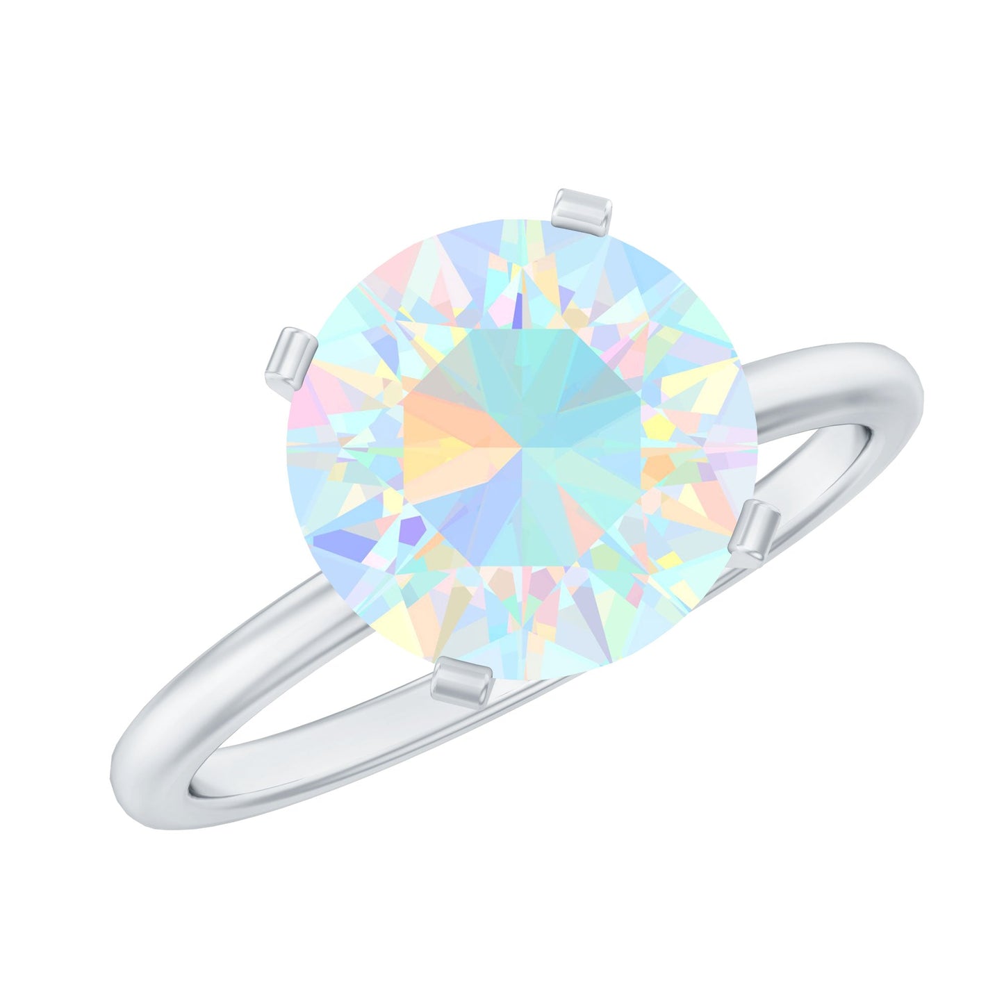 Classic 2 Carat Solitaire Ethiopian Opal October Birthstone Engagement Ring