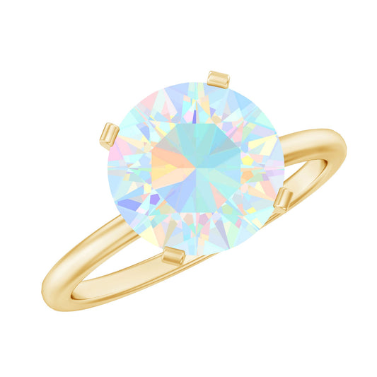 Classic 2 Carat Solitaire Ethiopian Opal October Birthstone Engagement Ring