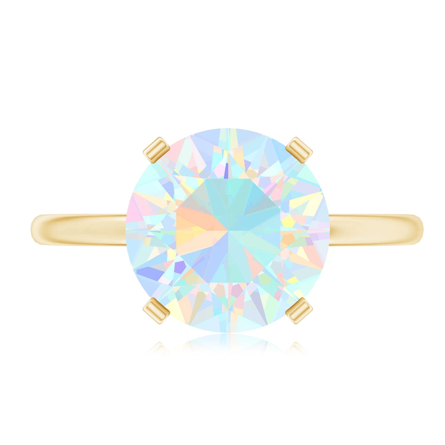 Classic 2 Carat Solitaire Ethiopian Opal October Birthstone Engagement Ring