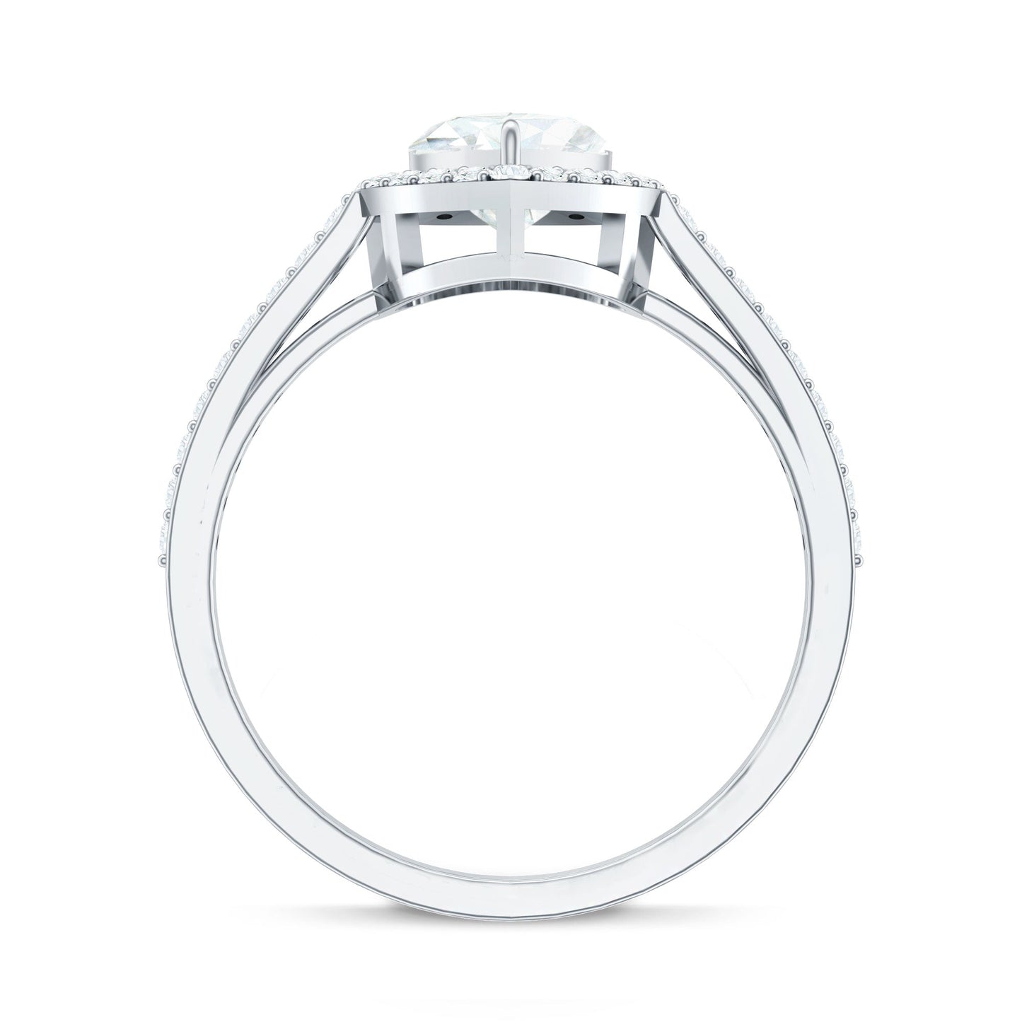 Certified Moissanite Heart Engagement Ring with Halo