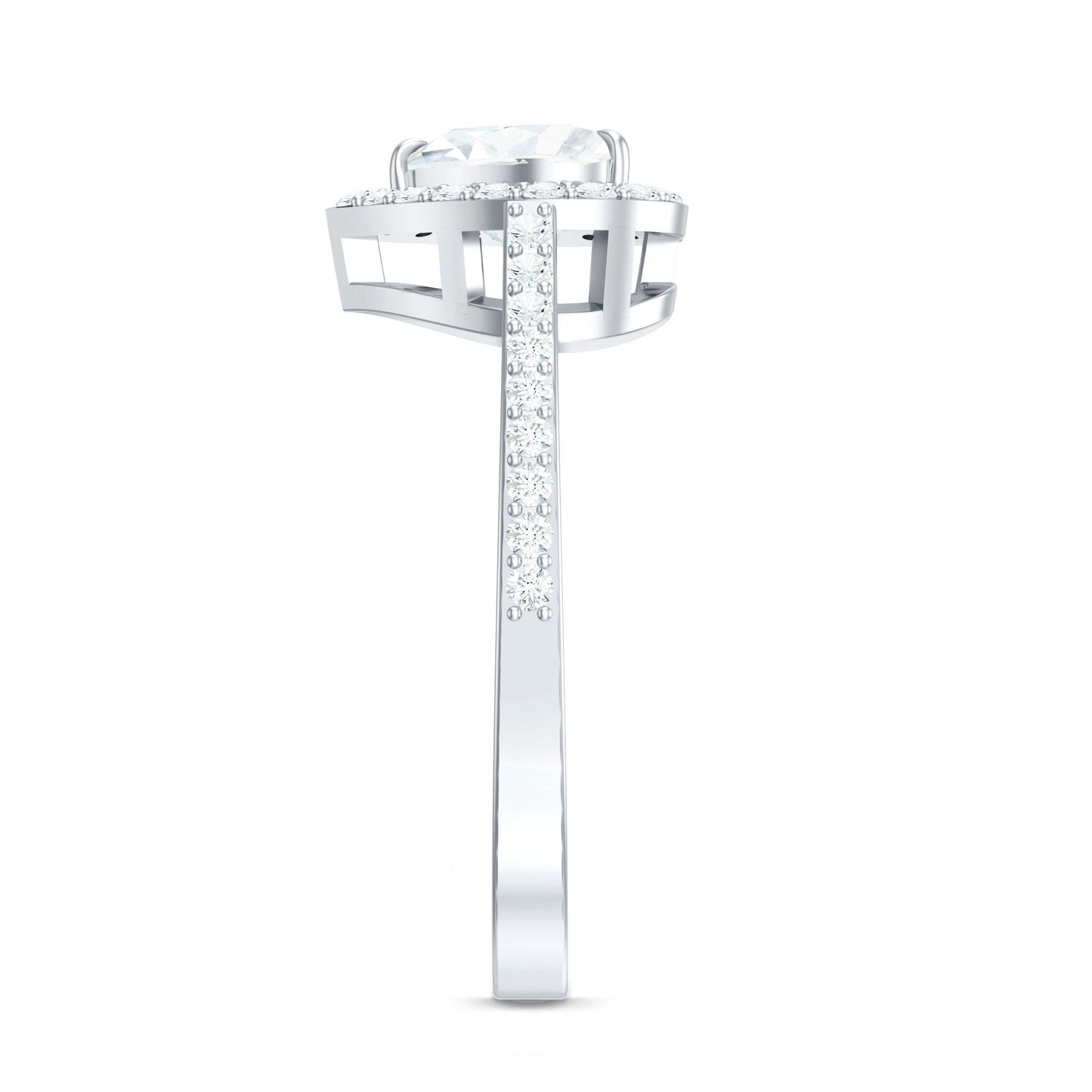 Certified Moissanite Heart Engagement Ring with Halo