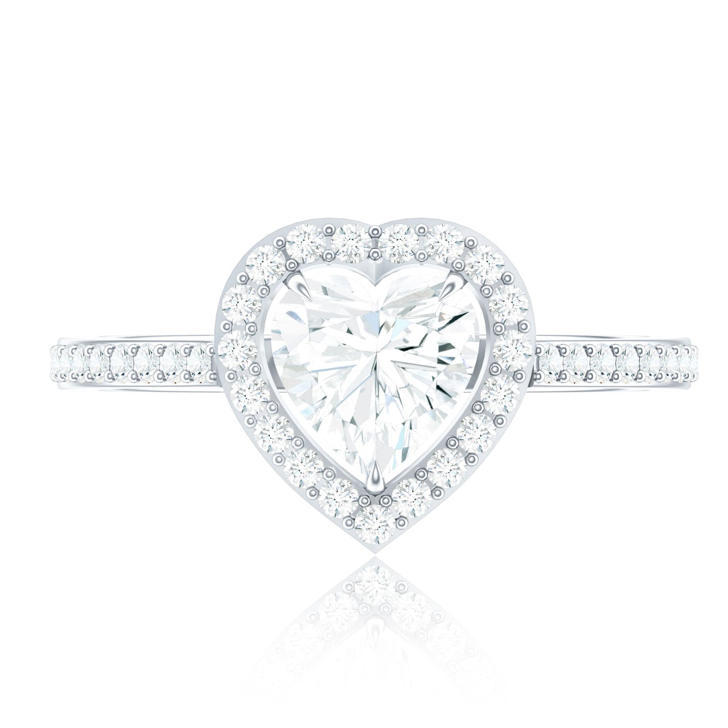 Certified Moissanite Heart Engagement Ring with Halo