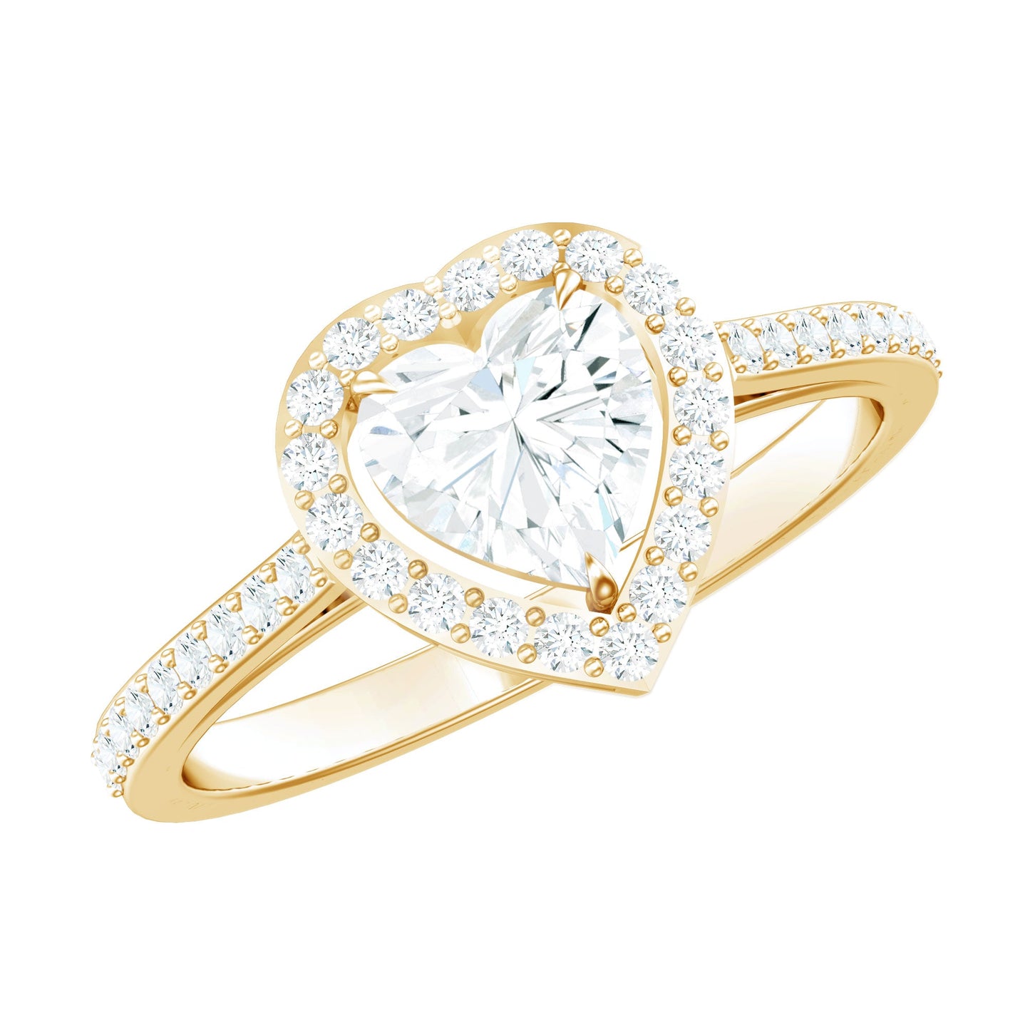 Certified Moissanite Heart Engagement Ring with Halo