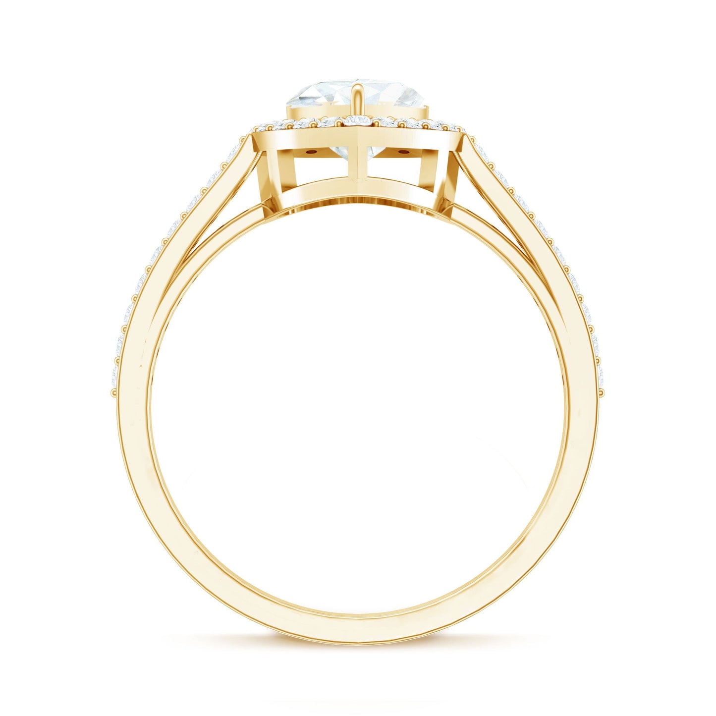 Certified Moissanite Heart Engagement Ring with Halo