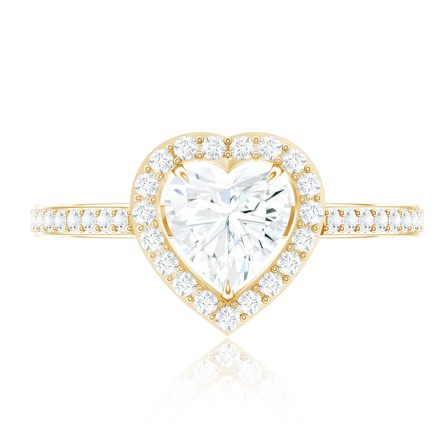 Certified Moissanite Heart Engagement Ring with Halo