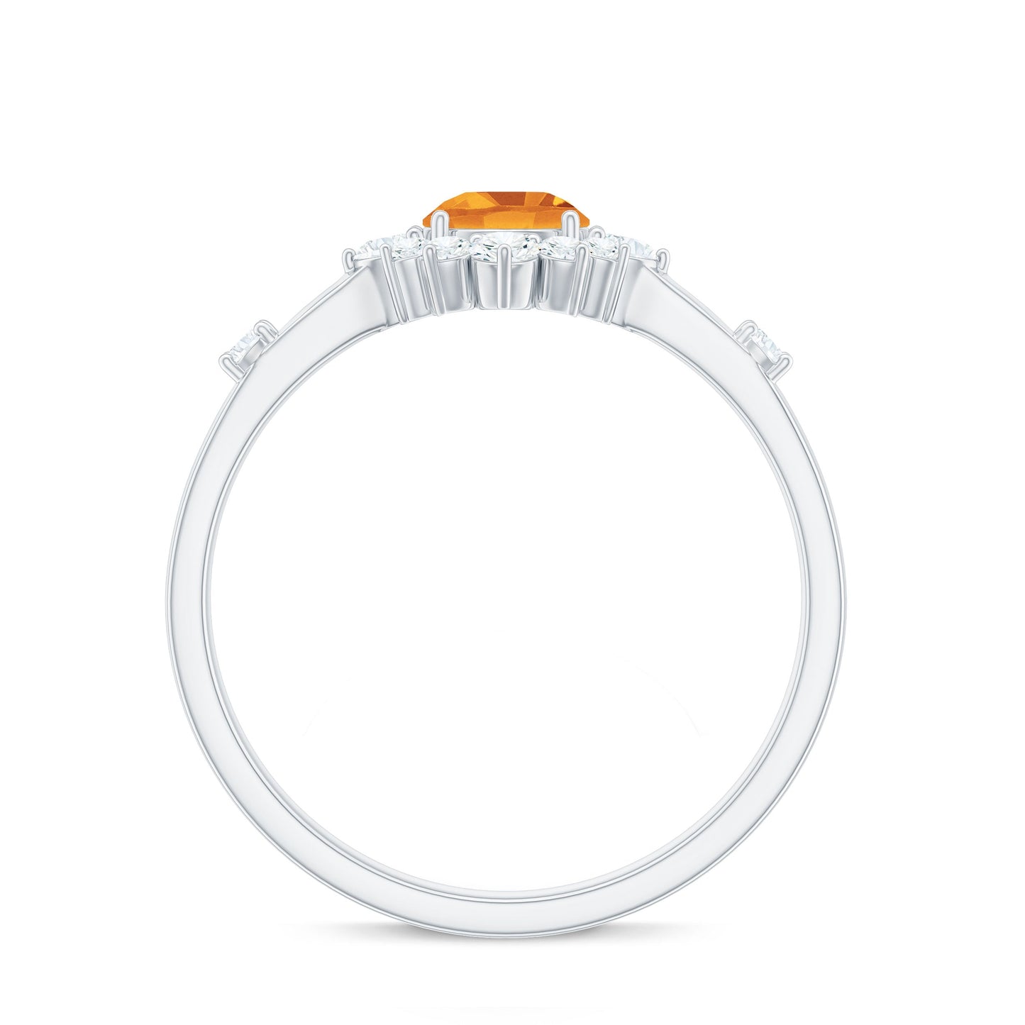 Classic Citrine Engagement Ring with Diamond Halo
