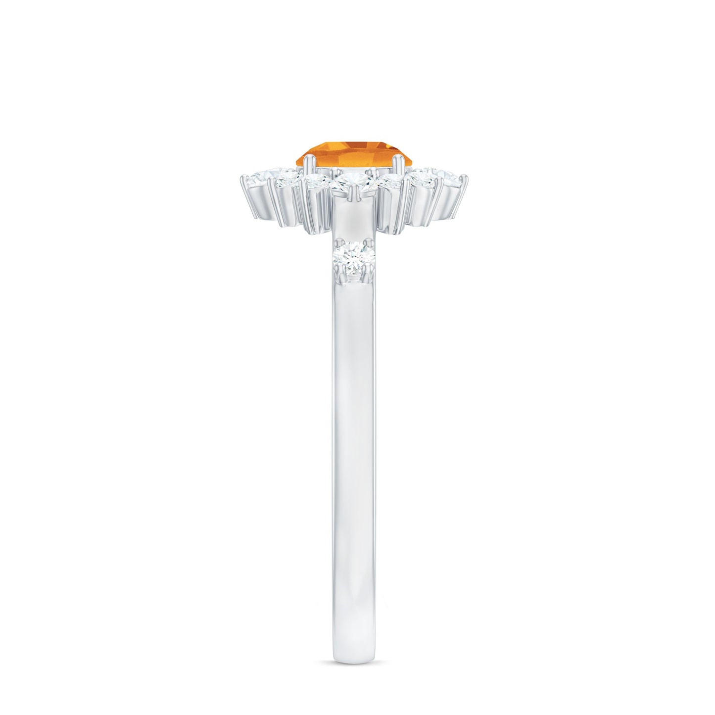 Classic Citrine Engagement Ring with Diamond Halo