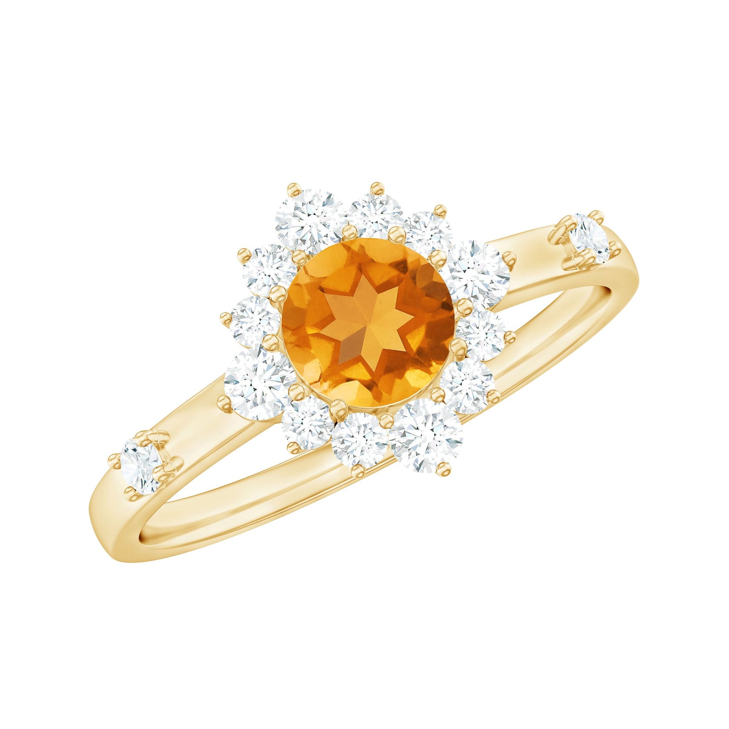 Classic Citrine Engagement Ring with Diamond Halo