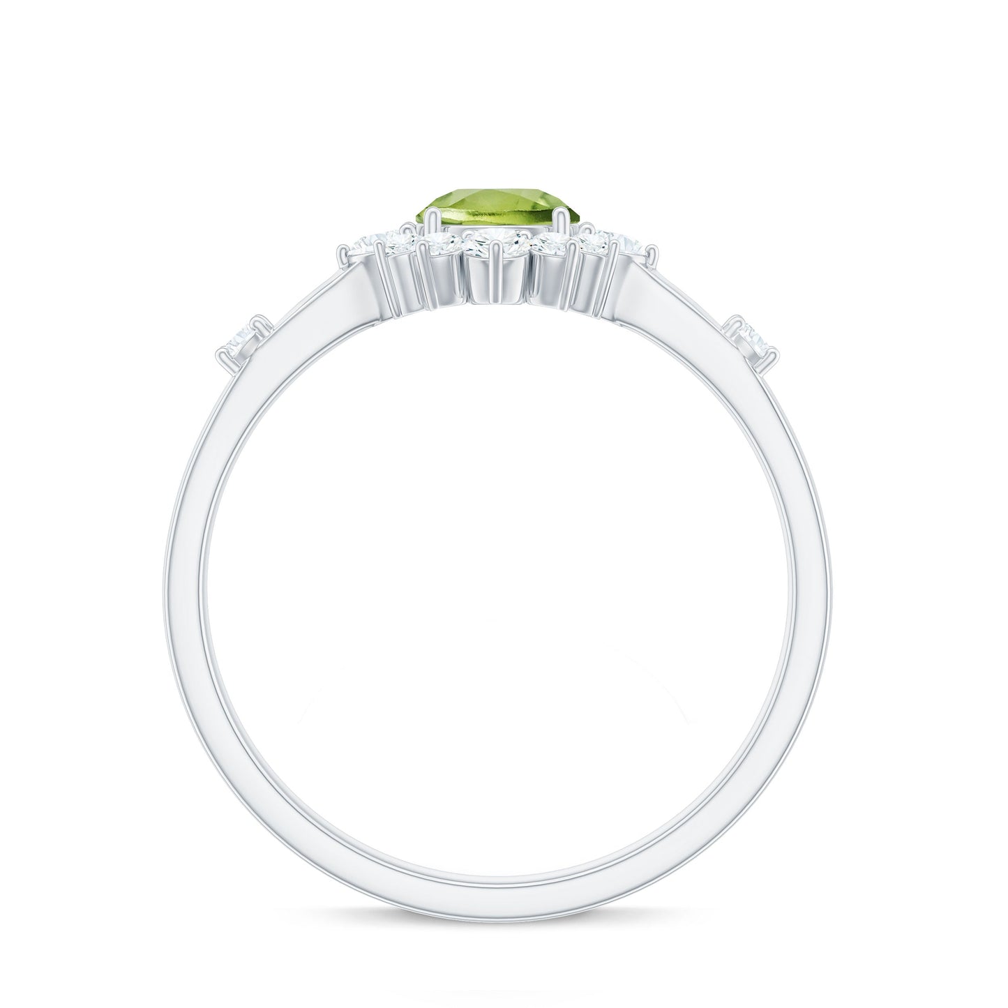Real Half Carat Peridot Engagement Ring with Diamond Halo