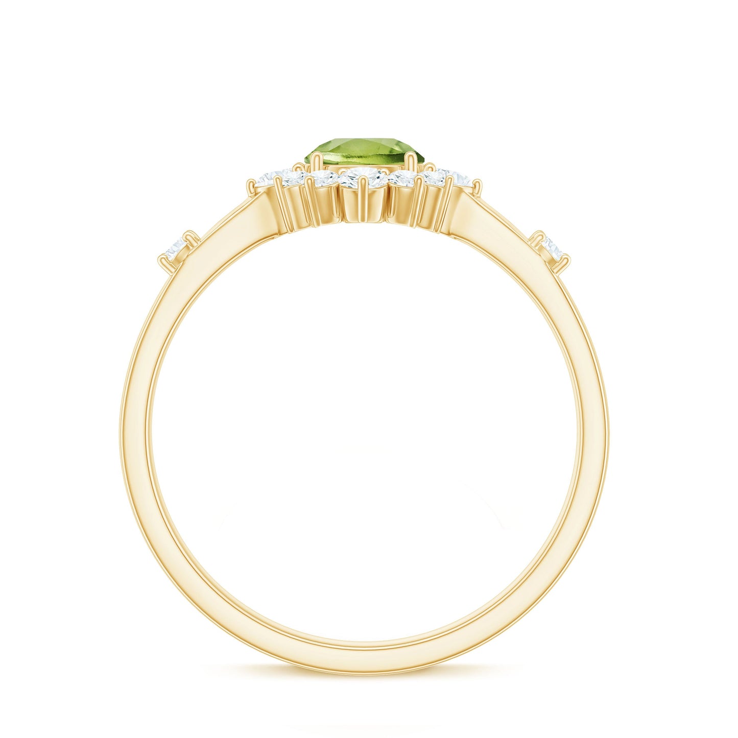 Real Half Carat Peridot Engagement Ring with Diamond Halo