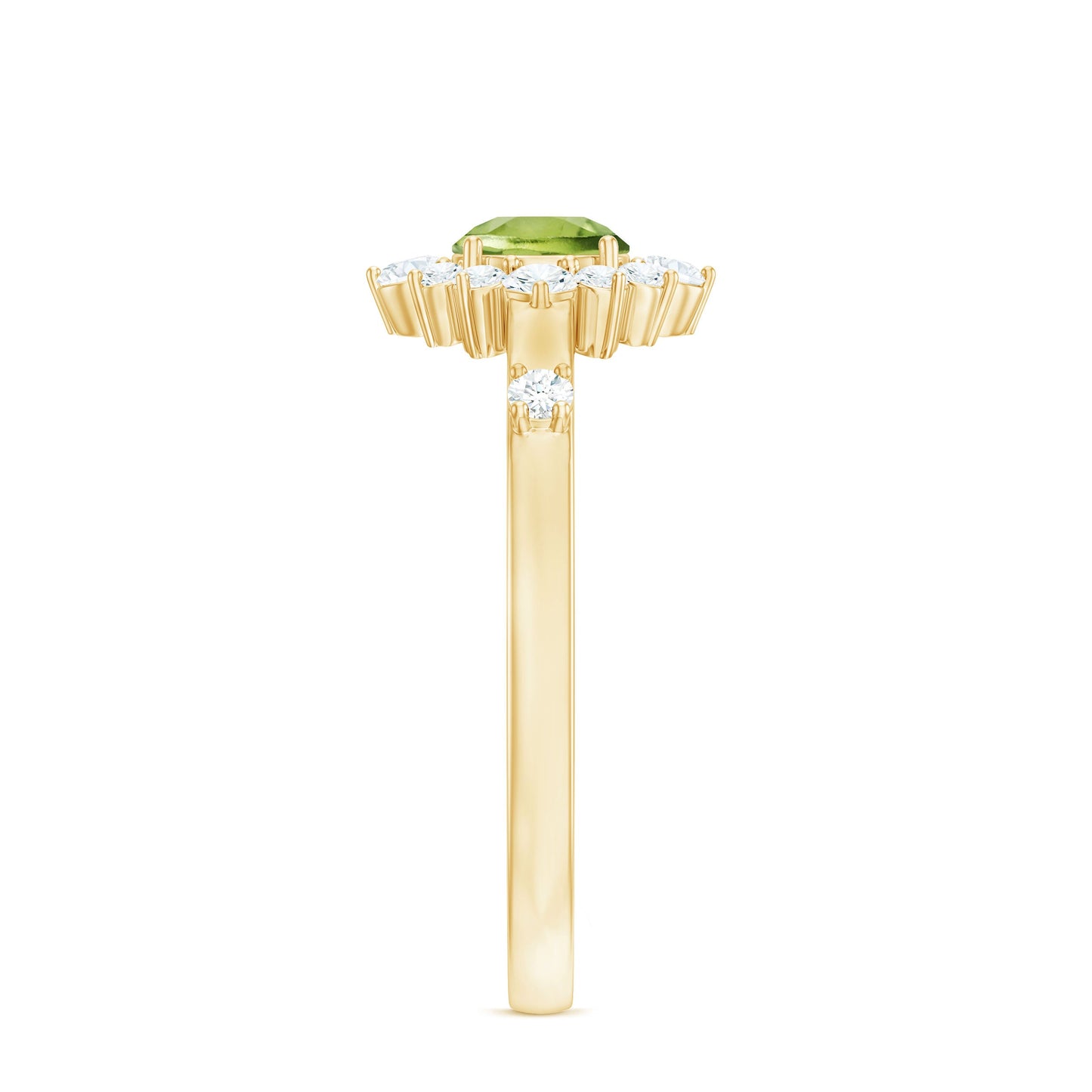 Real Half Carat Peridot Engagement Ring with Diamond Halo