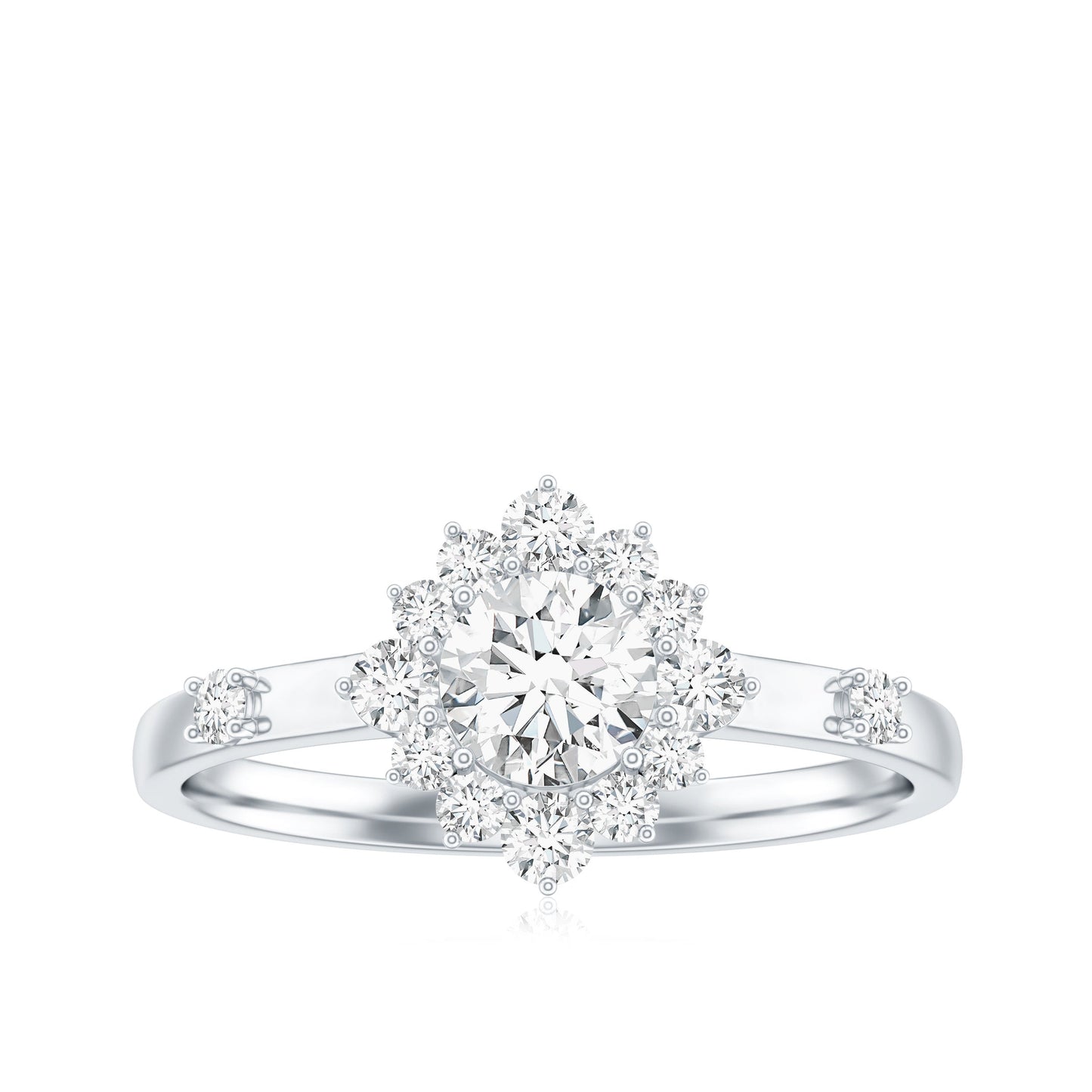Round Moissanite Engagement Ring with Halo