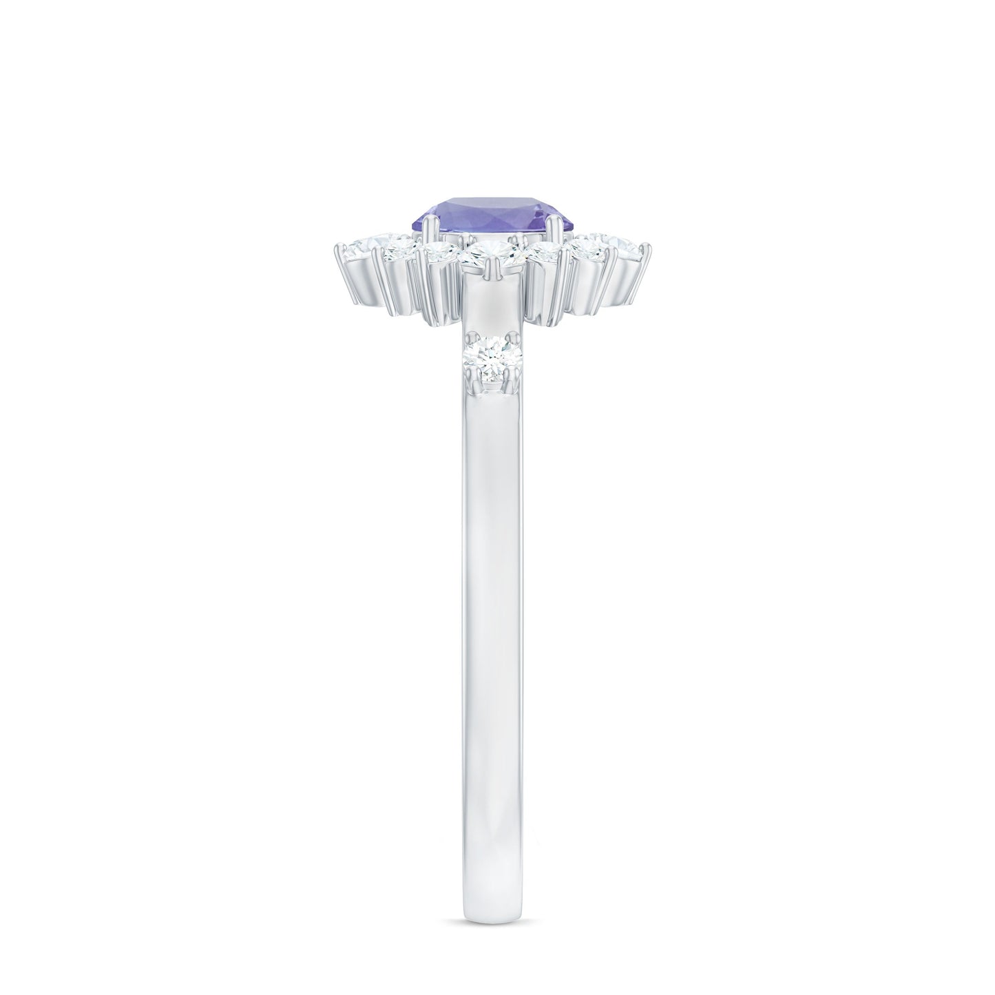 Minimal Tanzanite Engagement Ring with Diamond Halo
