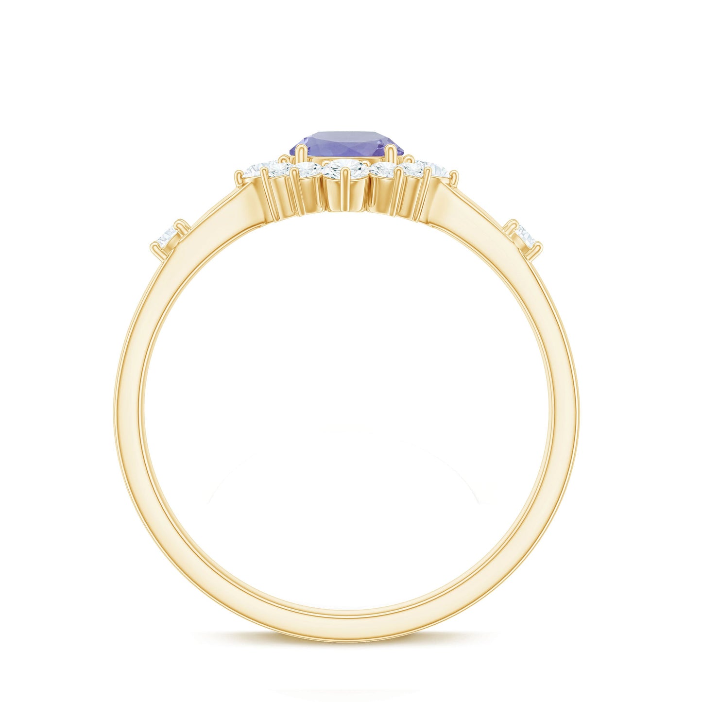 Minimal Tanzanite Engagement Ring with Diamond Halo