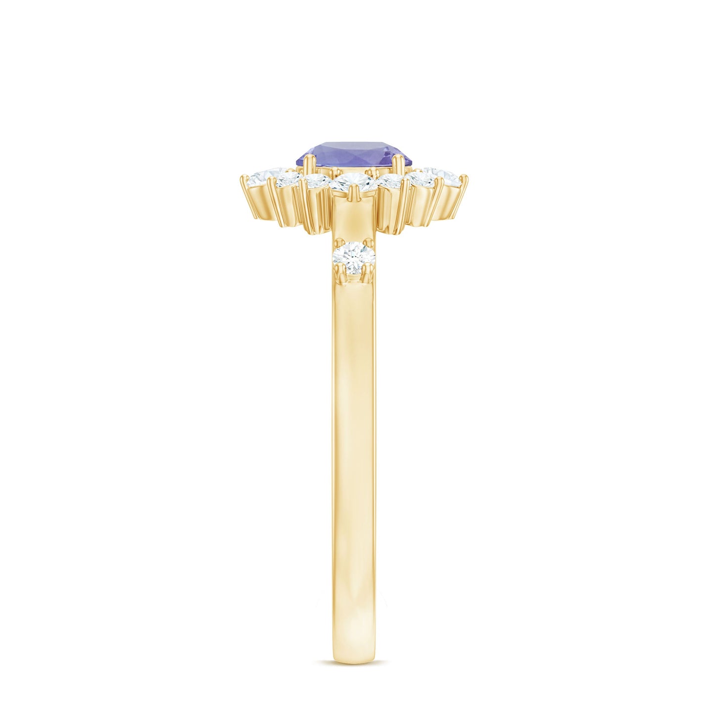 Minimal Tanzanite Engagement Ring with Diamond Halo