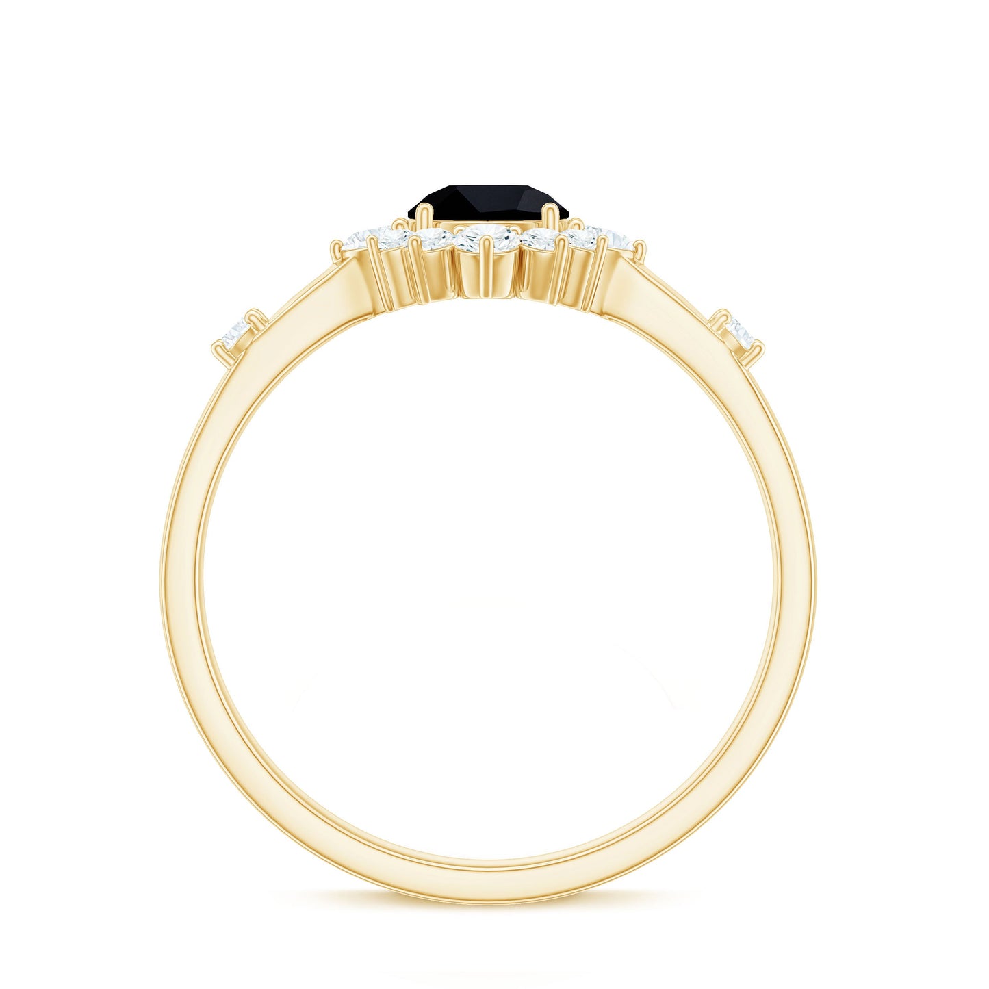 Certified Genuine 0.4 Carat Black Onyx Halo Ring with Diamond