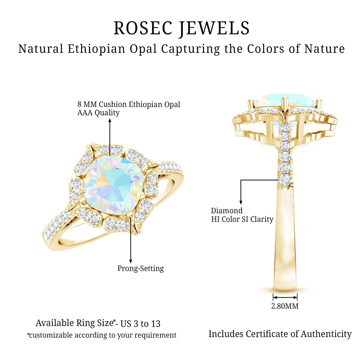 Certified 1.8 Carat Opalescent Vintage Inspired Engagement Ring with Diamond Halo