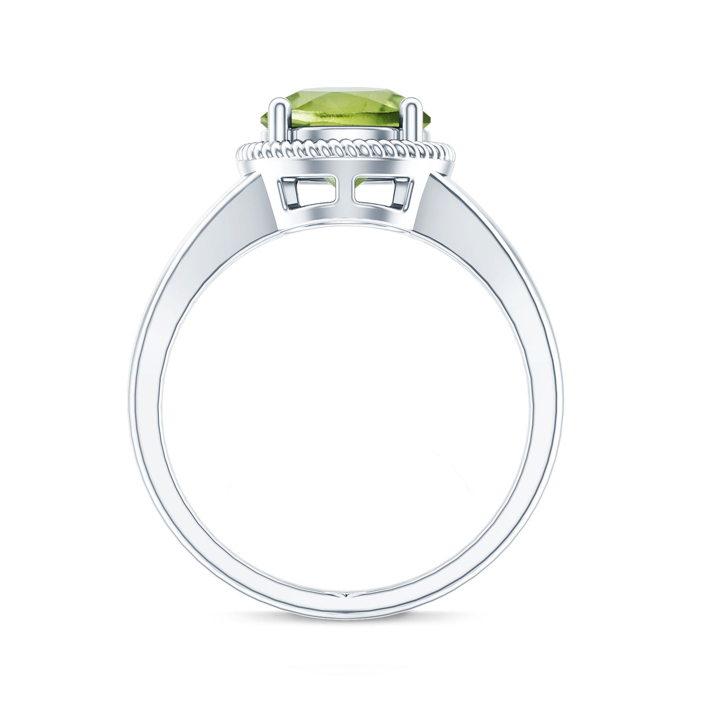 Natural 2 Carat Peridot Solitaire Engagement Ring with Split Shank