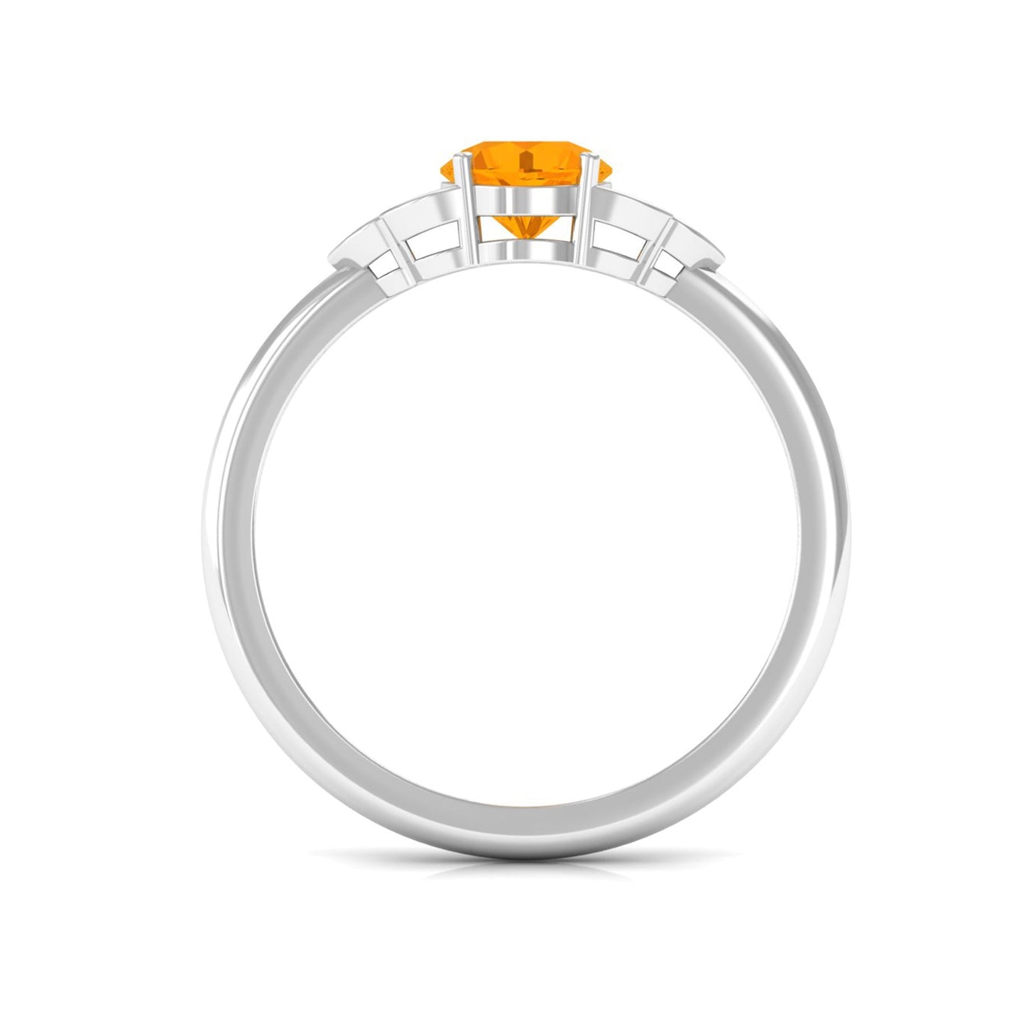 0.7 Carat Fire Opal Engagement Ring with Diamond Trio